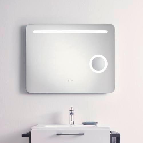 Wandspiegel Silberfarben inkl. LED 'Mirror' - Silberfarben/Grau, Basics, Glas/Holzwerkstoff (80/62/10cm)