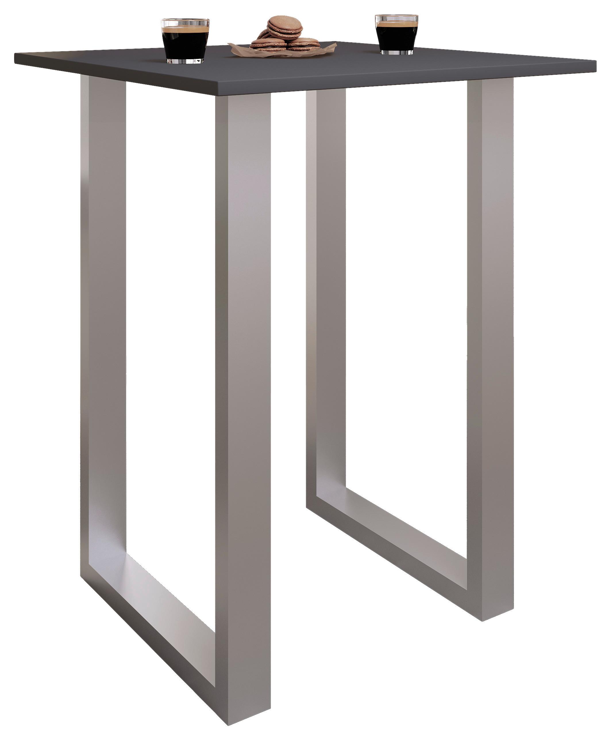 Bartisch Xona B 80x50 - Anthrazit/Silberfarben, Konventionell, Holzwerkstoff/Metall (80/50/102cm) - MID.YOU
