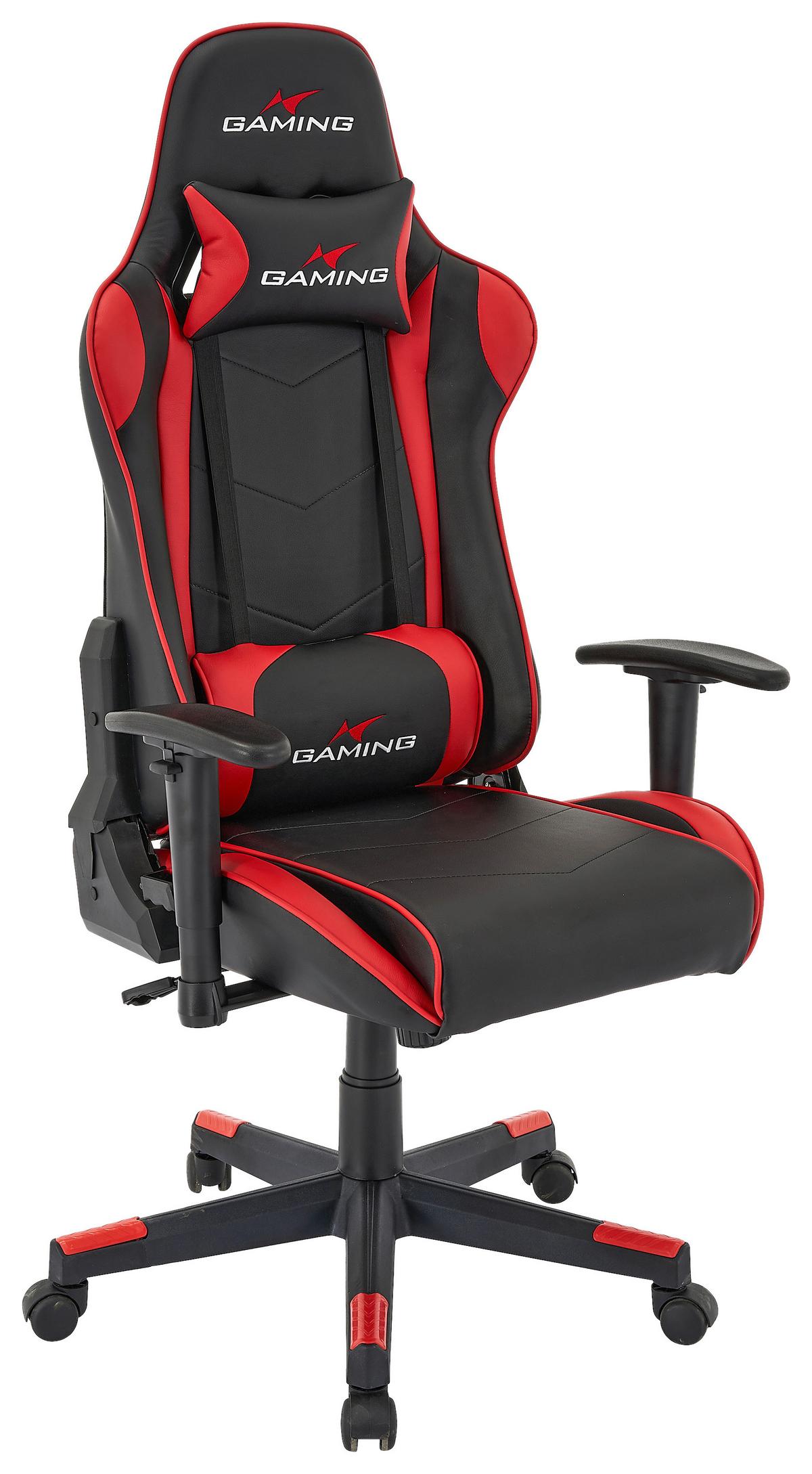 Scaun de gaming GENF - roșu/negru, Modern, plastic/metal (70/137/57cm) - Modern Living