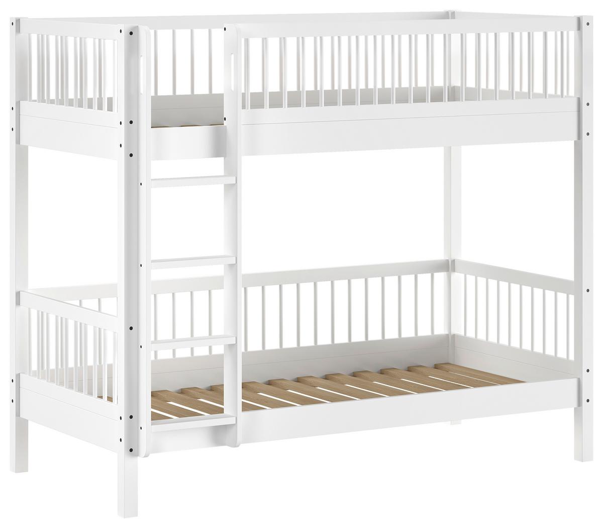 Etagenbett FORREST Weiß ca. 90x200 cm Echtholz Buche - Naturfarben/Weiß, MODERN, Holz (90/200cm) - Vipack