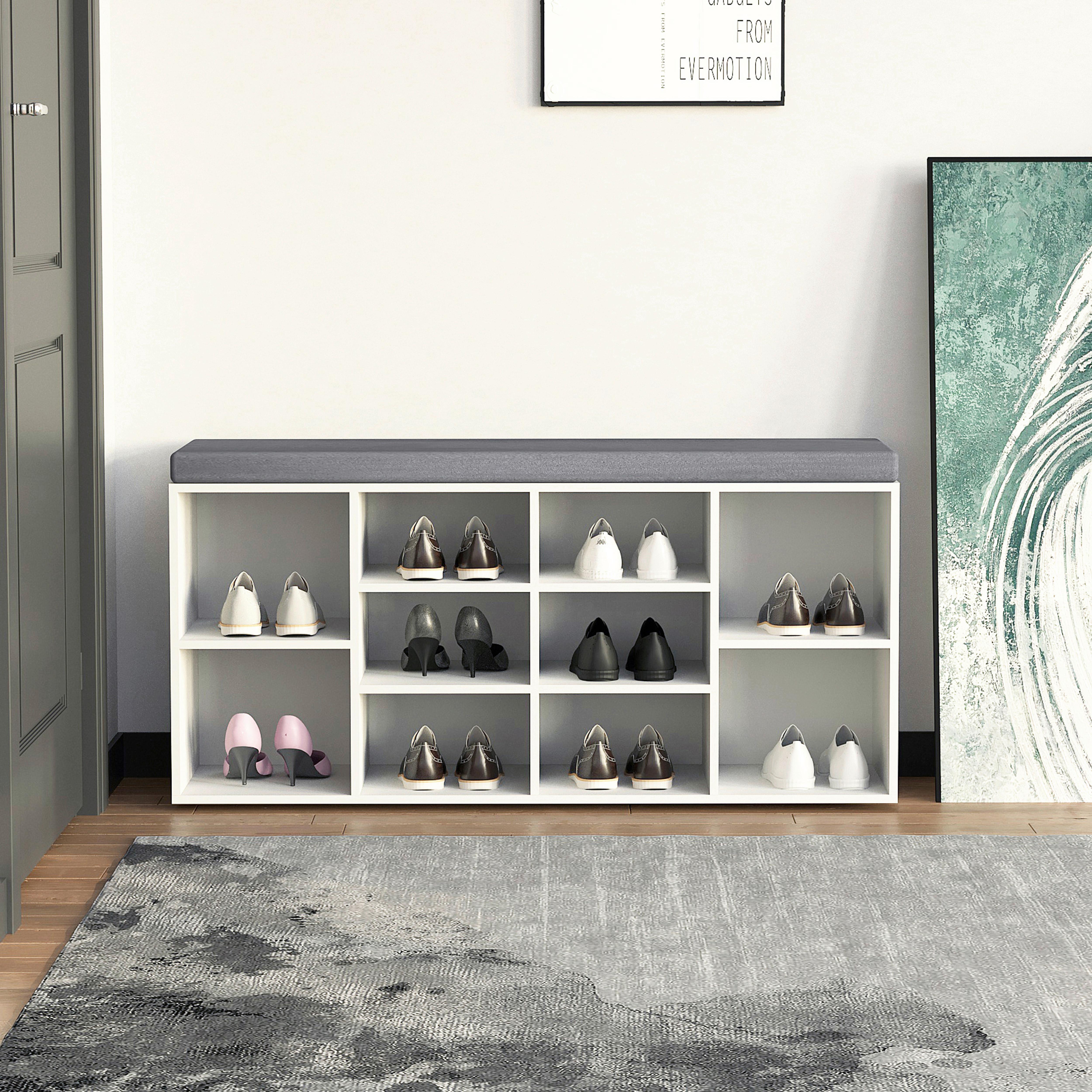 Omara Za Čevlje Estha 10, Bela - bela, Moderno, leseni material (103,5/48,5/29,5cm) - MID.YOU