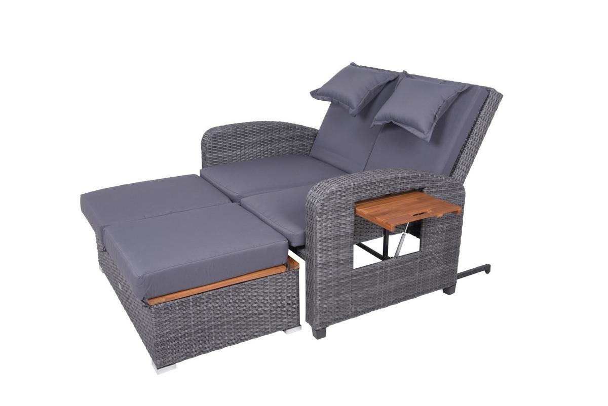 Loungegarnitur Bari ca. 116x95x118 cm Grau - Dunkelgrau/Anthrazit, Basics, Holz/Kunststoff (116/95/118cm) - Gardenson