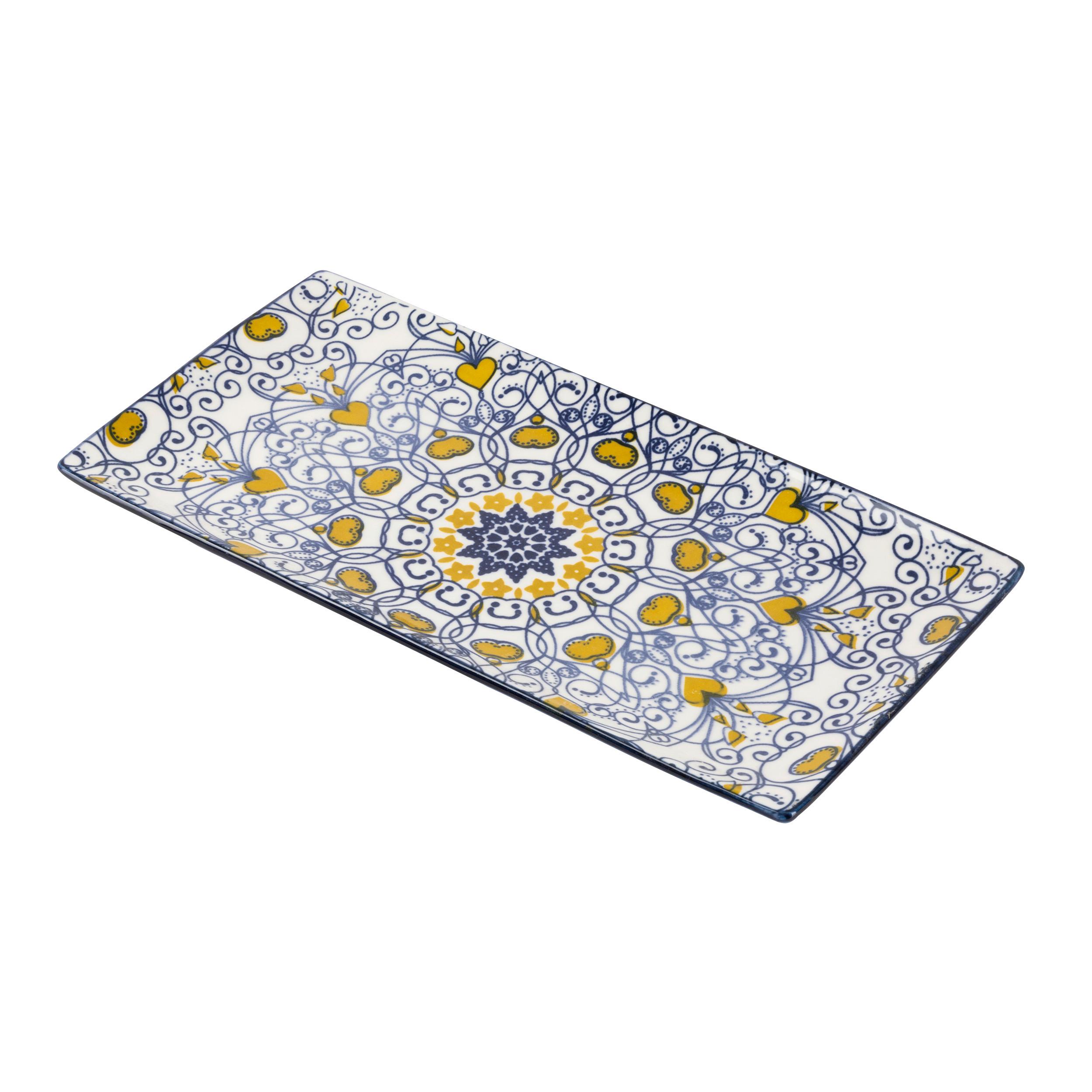 Servierplatte Maja in Blau/Gelb - Blau/Gelb, Lifestyle, Keramik (25/13/1,6cm) - Mömax