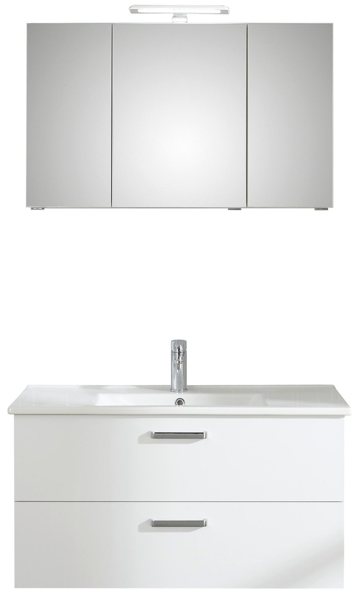 ŁAZIENKA TIVOLI  312 - biały wysoki połysk/biały, Konventionell, materiał drewnopochodny/metal (100cm) - Xora