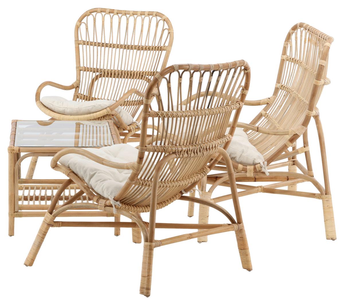 Loungegarnitur Ella Rattan Braun - Braun, KONVENTIONELL, Holz - Gardenson