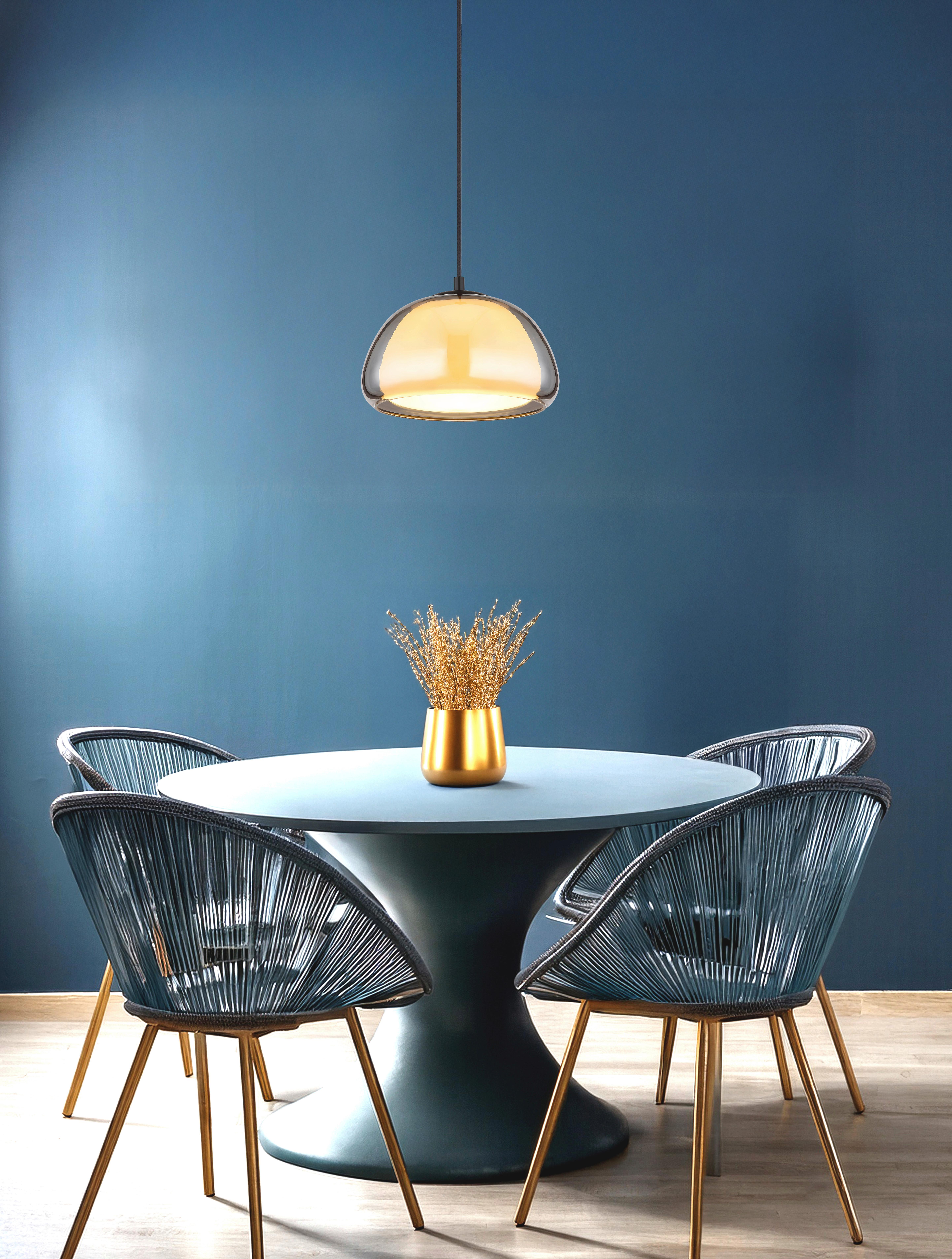 HÄNGELEUCHTE 15743H JELLA - Weiss/Schwarz, Konventionell, Glas/Textil (25/120cm) - Globo