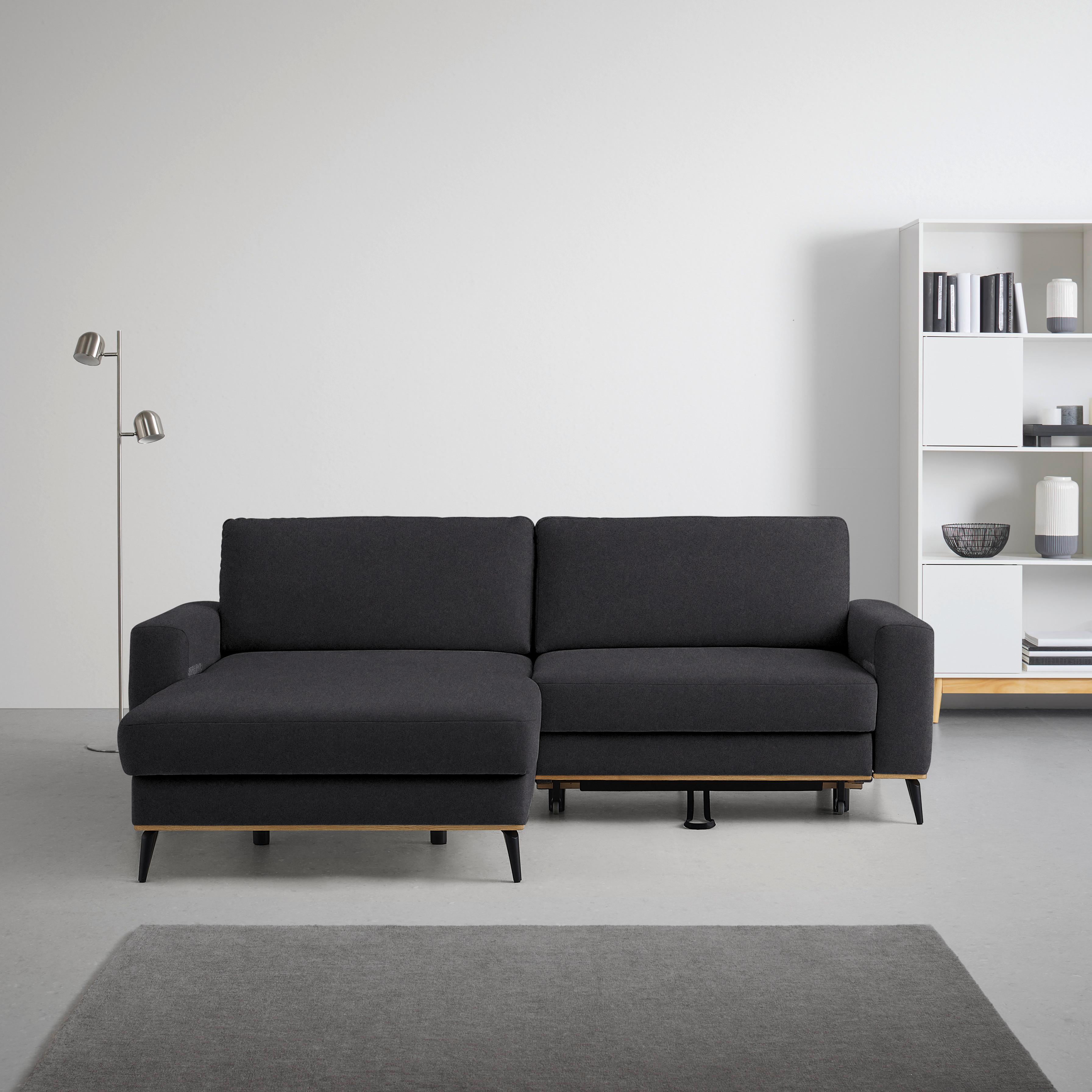 Wohnlandschaft Romeo Platinfarben - Platinfarben/Schwarz, KONVENTIONELL, Textil/Metall (167/87/234cm) - Zandiara