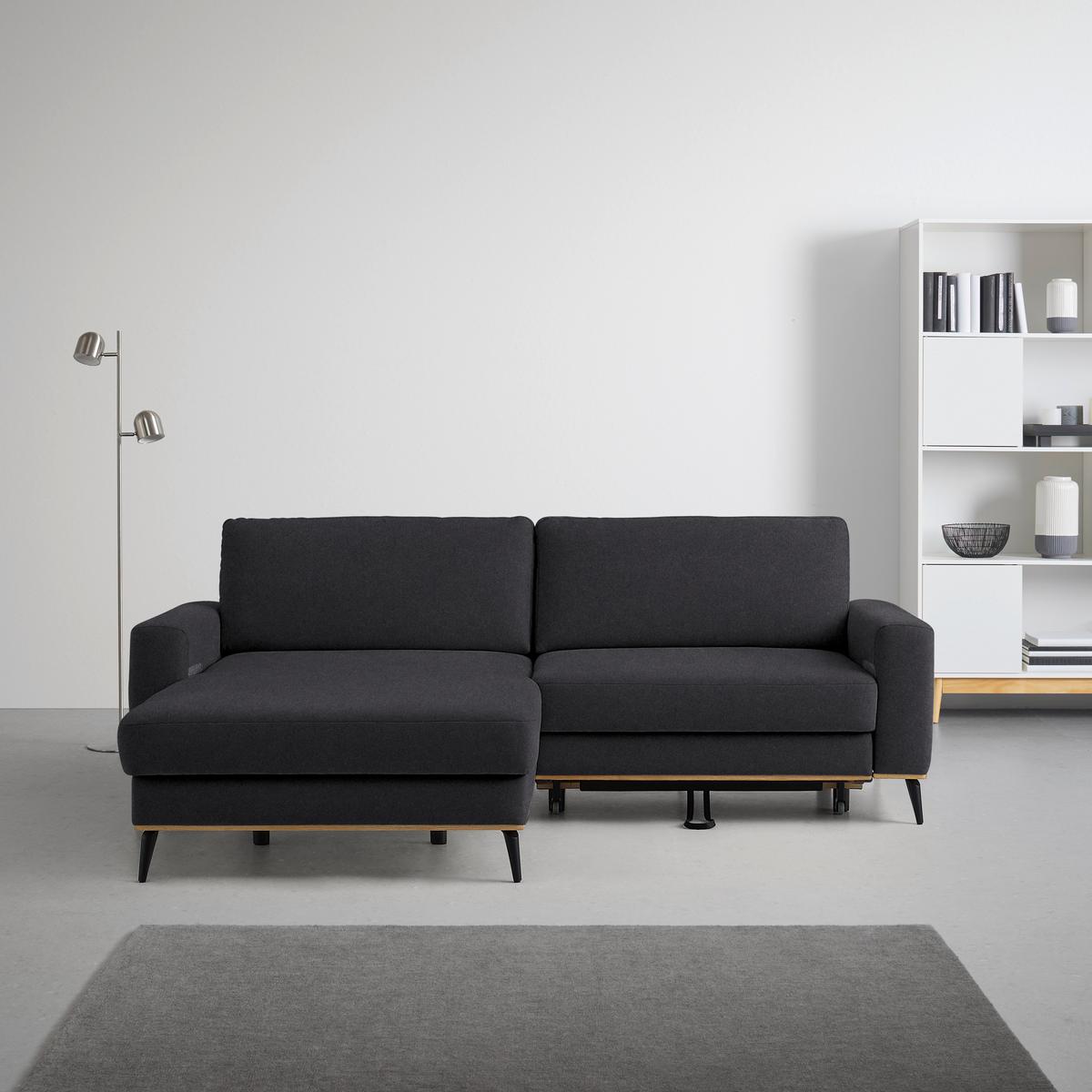 Wohnlandschaft Romeo Platinfarben - Platinfarben/Schwarz, KONVENTIONELL, Textil/Metall (167/87/234cm) - Zandiara