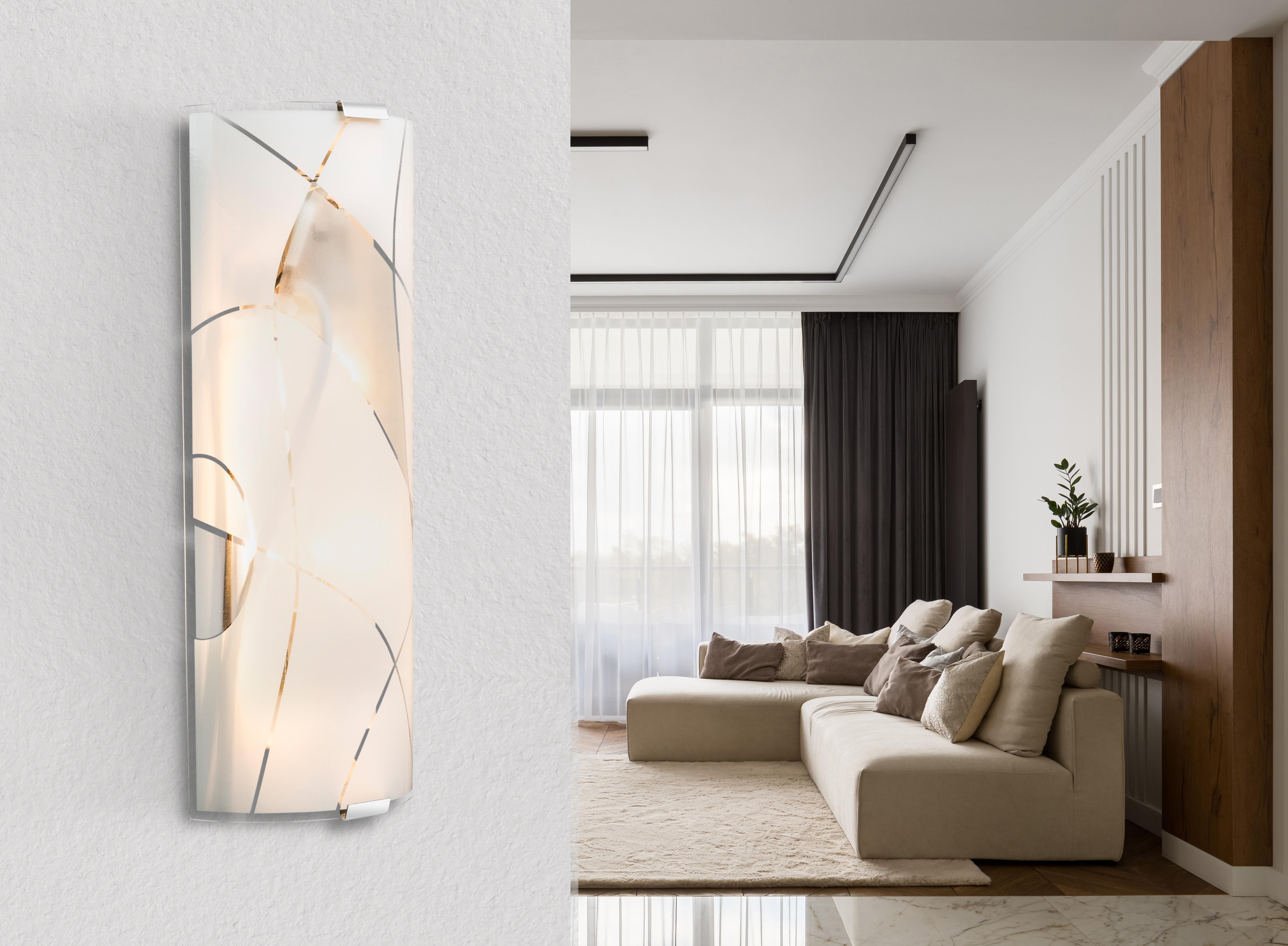 Wandleuchte Paranja in Chromfarben max. 60 Watt - Chromfarben/Weiß, Design, Glas/Metall (36/6/15cm) - Globo