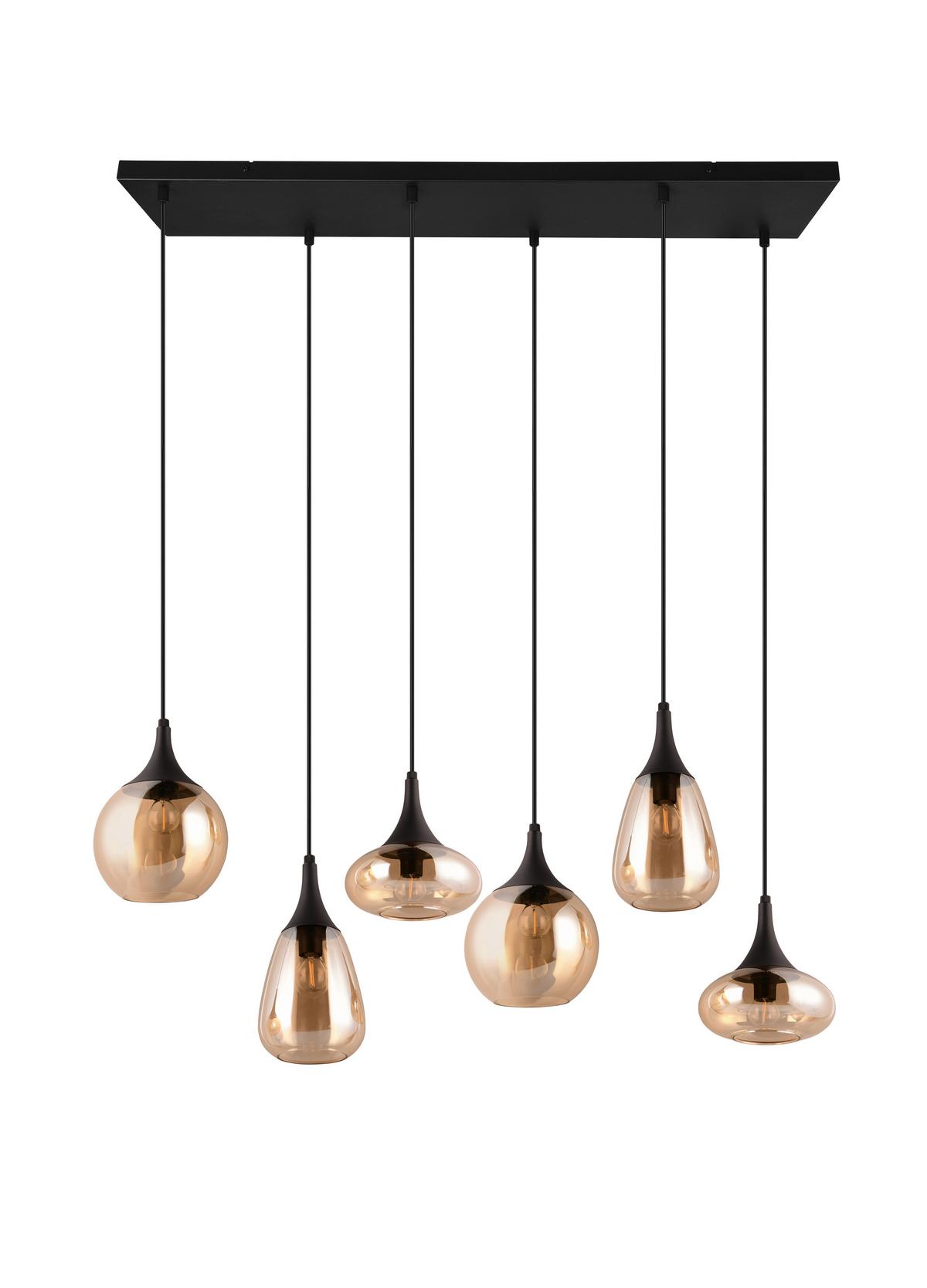 LAMPA WISZĄCA 317000613 LUMINA - kolor bursztynowy/czarny, Design, metal/szkło (93,8/34,5/150cm) - Trio Leuchten
