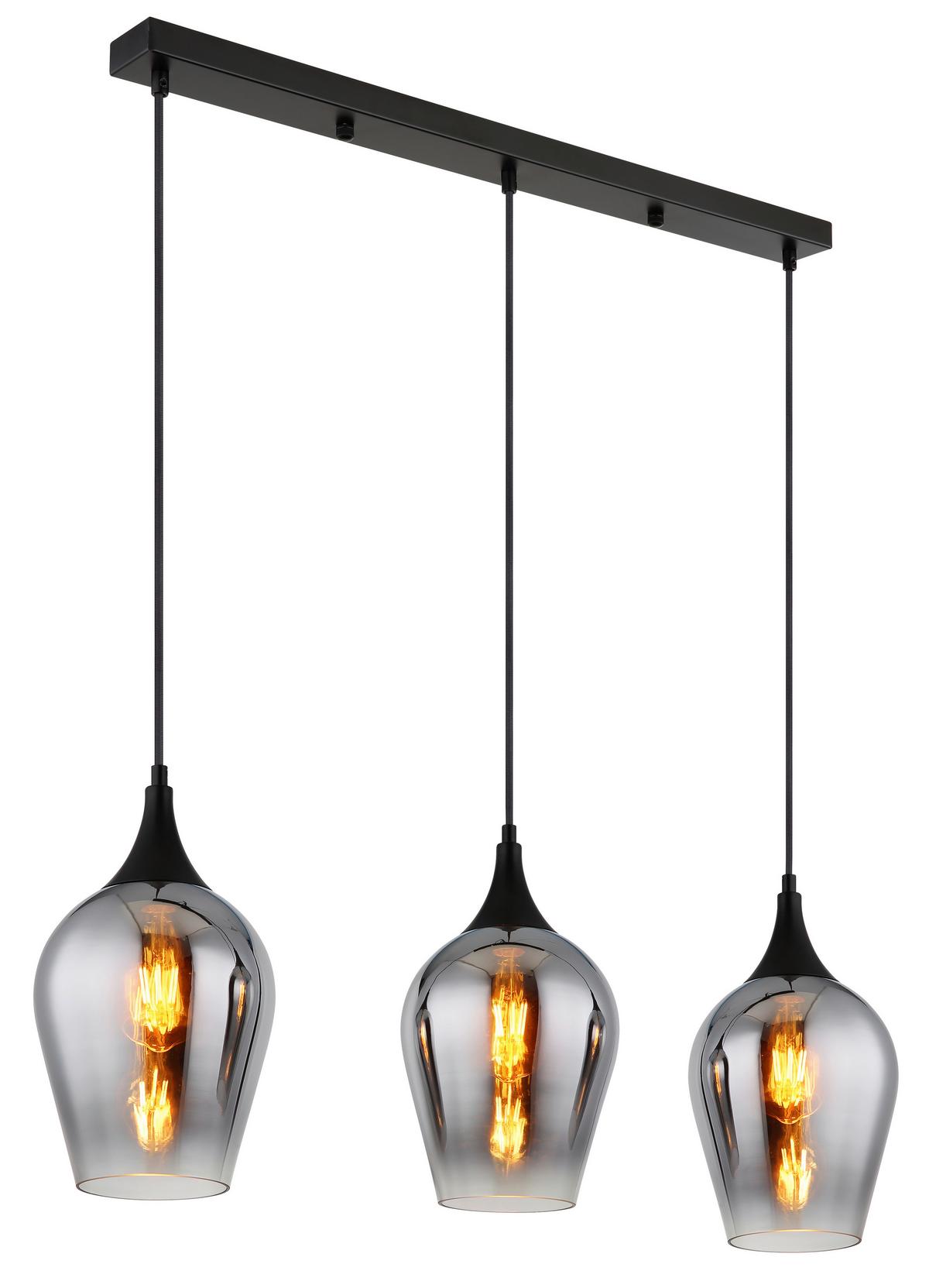 HÄNGELEUCHTE 155520-3HS LAVUS - Schwarz, Design, Glas/Metall (83/18/120cm) - Globo