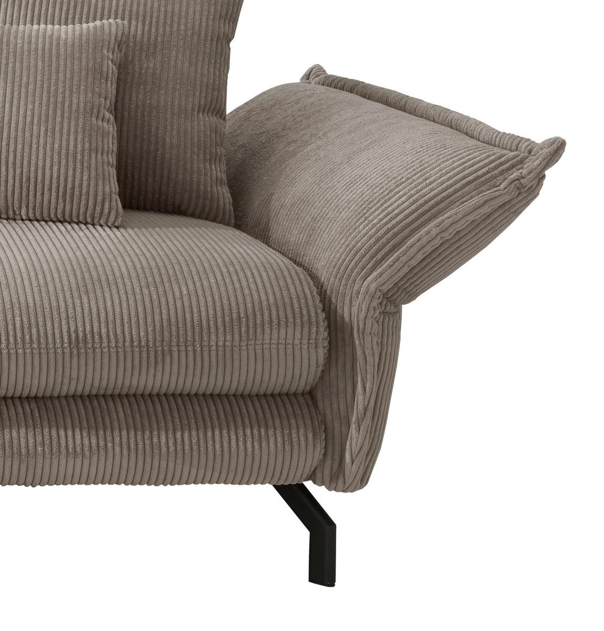 Wohnlandschaft Lava Graubraun Cord - Graubraun/Schwarz, MODERN, Textil/Metall (180/255cm) - Livetastic