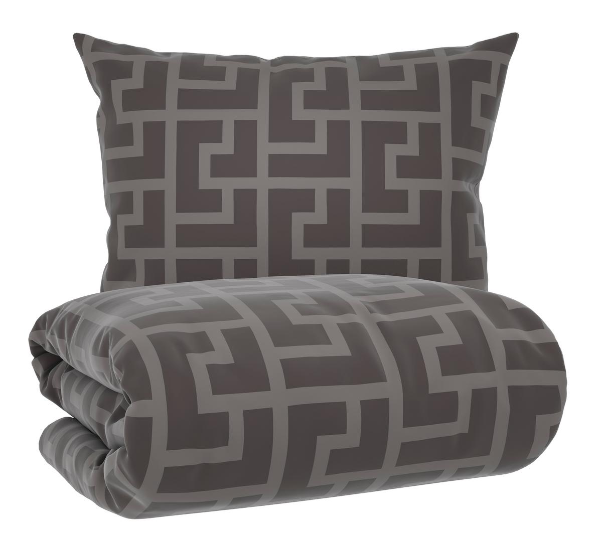 Bettwäsche Mäander Graubraun ca. 140x200cm - Graubraun, ROMANTIK / LANDHAUS, Textil (140/200cm) - Mömax