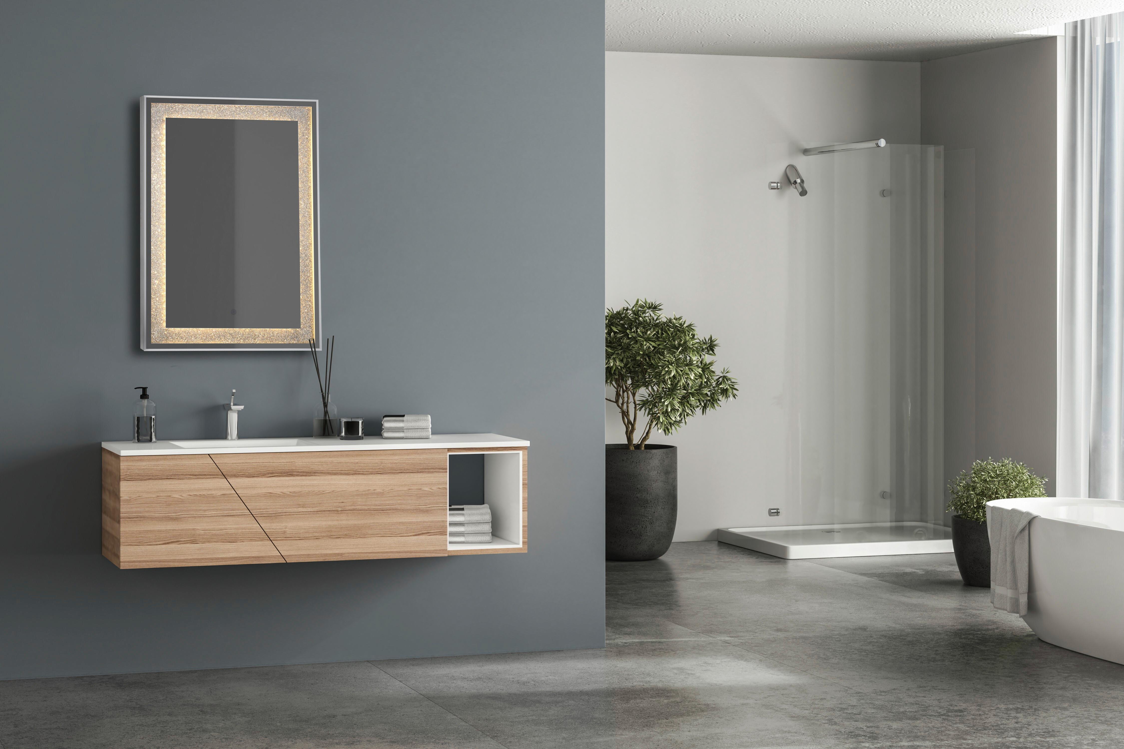 LUSTRO ŁAZIENKOWE HERMINE - kolor srebrny, Modern, szkło (50/70/3,5cm)