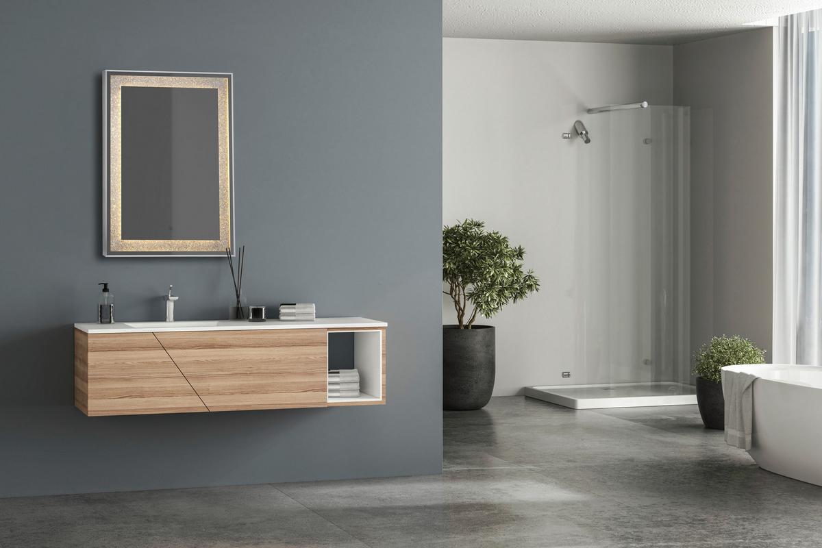 LUSTRO ŁAZIENKOWE HERMINE - kolor srebrny, Modern, szkło (50/70/3,5cm)