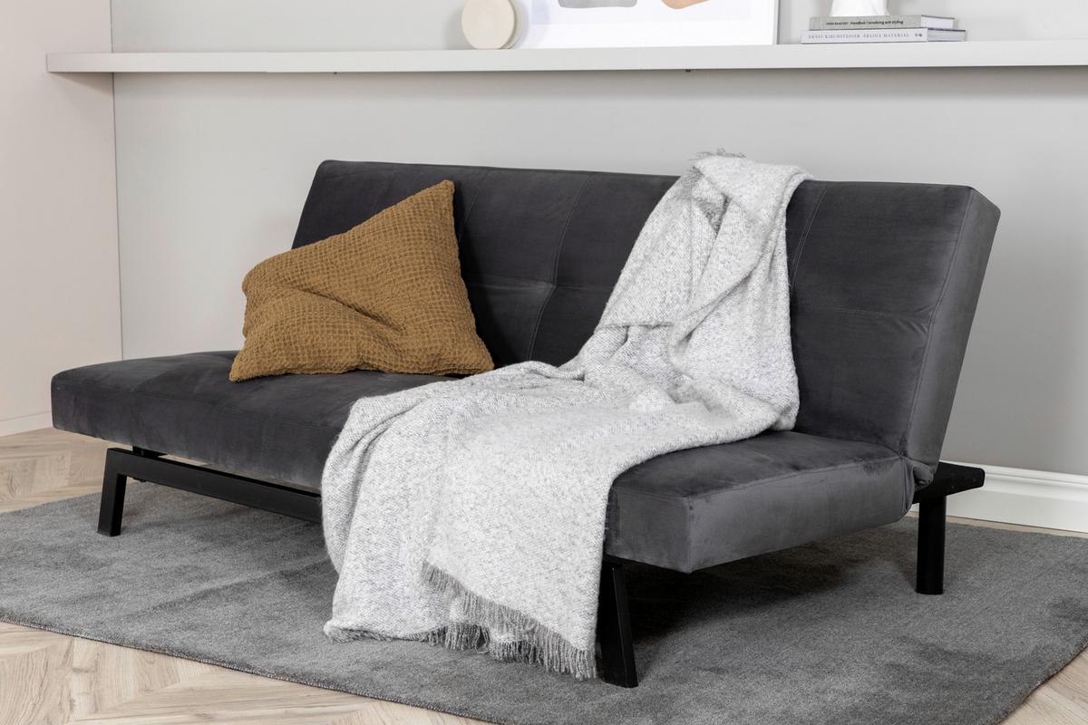 SCHLAFSOFA BODIL - Dunkelgrau, Design, Textil/Metall (180/80/55cm) - Livetastic