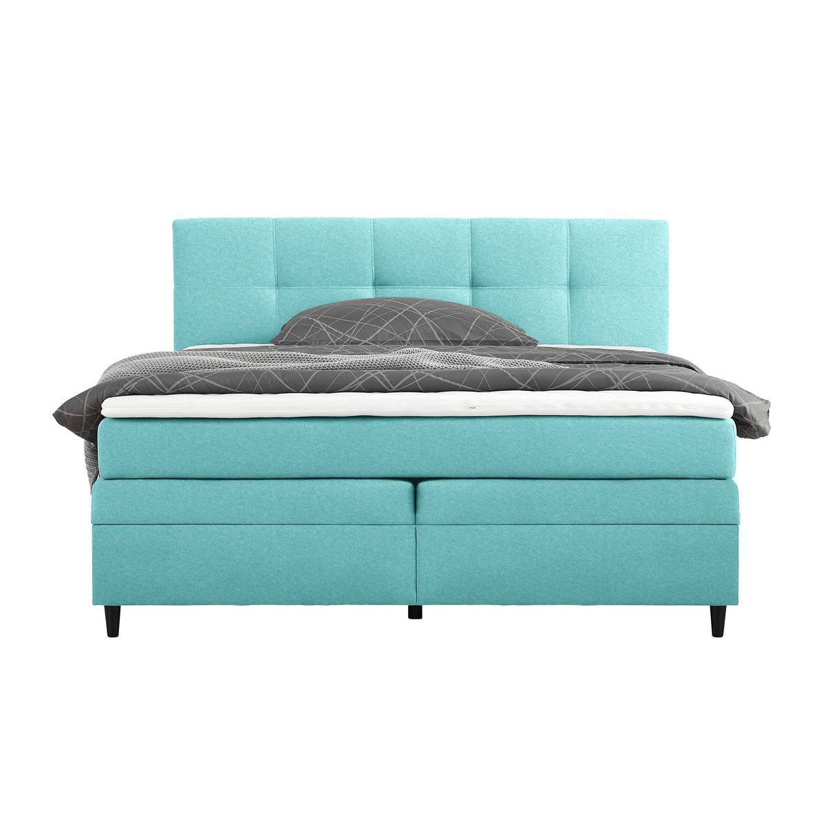 Boxspringbett Miami in Türkis ca. 180x200cm - Türkis/Schwarz, KONVENTIONELL, Holz/Holzwerkstoff (180/200cm) - Mömax