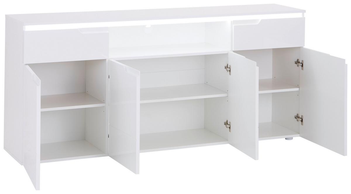 Komoda Hilton - bijela/bijela visoki sjaj, Moderno, drvni materijal/plastika (180/83,6/40cm) - Modern Living