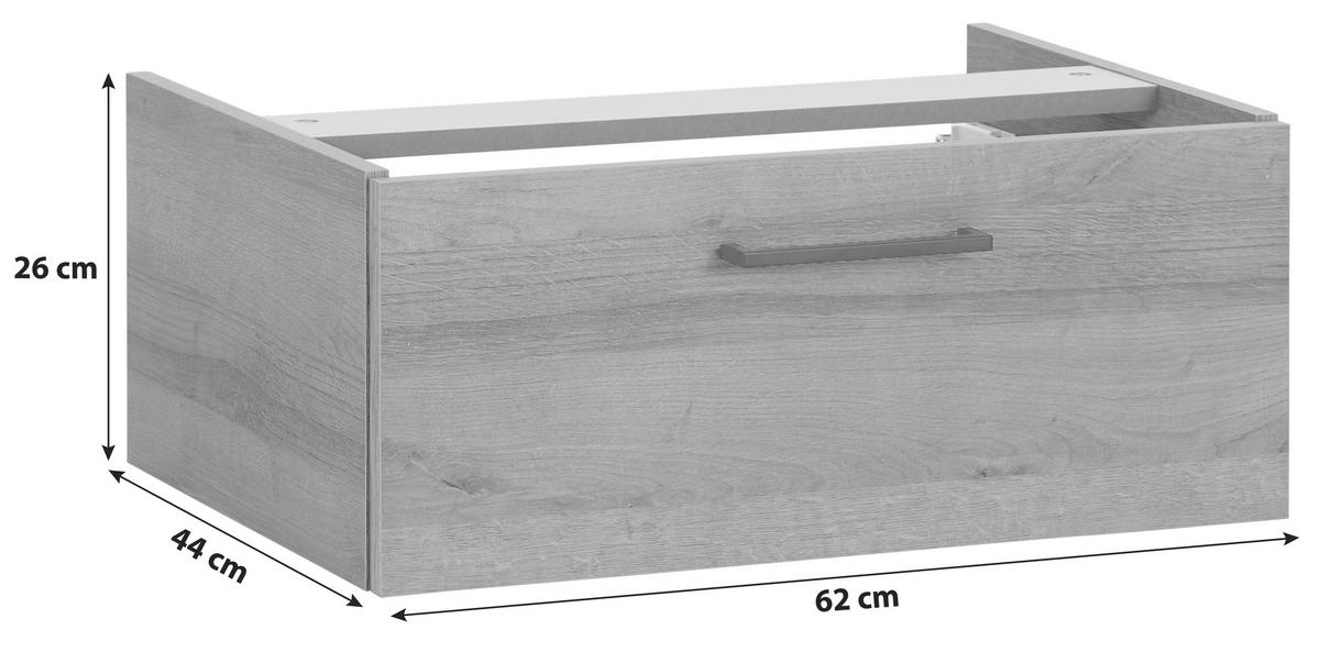 Unterschrank Bavelli B: 62 cm Eiche Dekor - Eichefarben/Schwarz, KONVENTIONELL, Holzwerkstoff (62/26/44cm)
