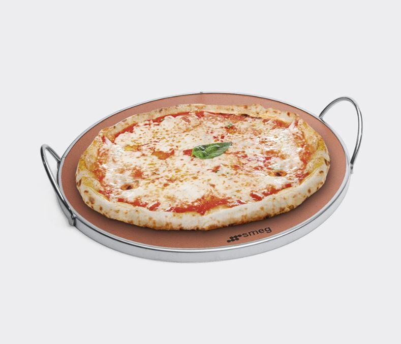 Pizzastein PRTX Schamottstein - Edelstahlfarben/Dunkelrot - SMEG