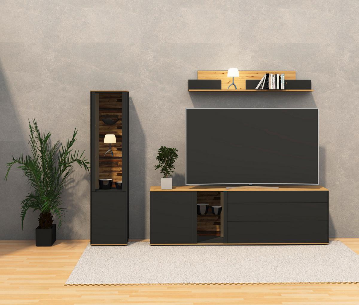 Comodă înaltă COMO - stejar Artisan/antracit, Modern, material pe bază de lemn (101/147/42cm) - Premium Living