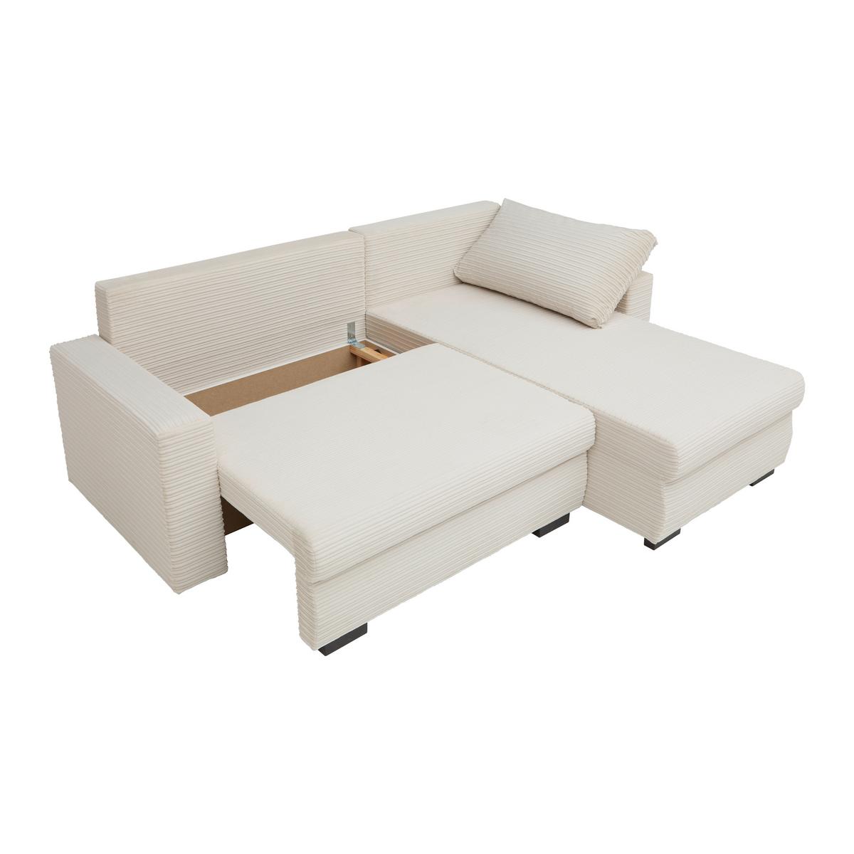 Ecksofa Geneve Cord Beige - Beige/Schwarz, KONVENTIONELL, Kunststoff/Textil (225/86/167cm) - Mömax
