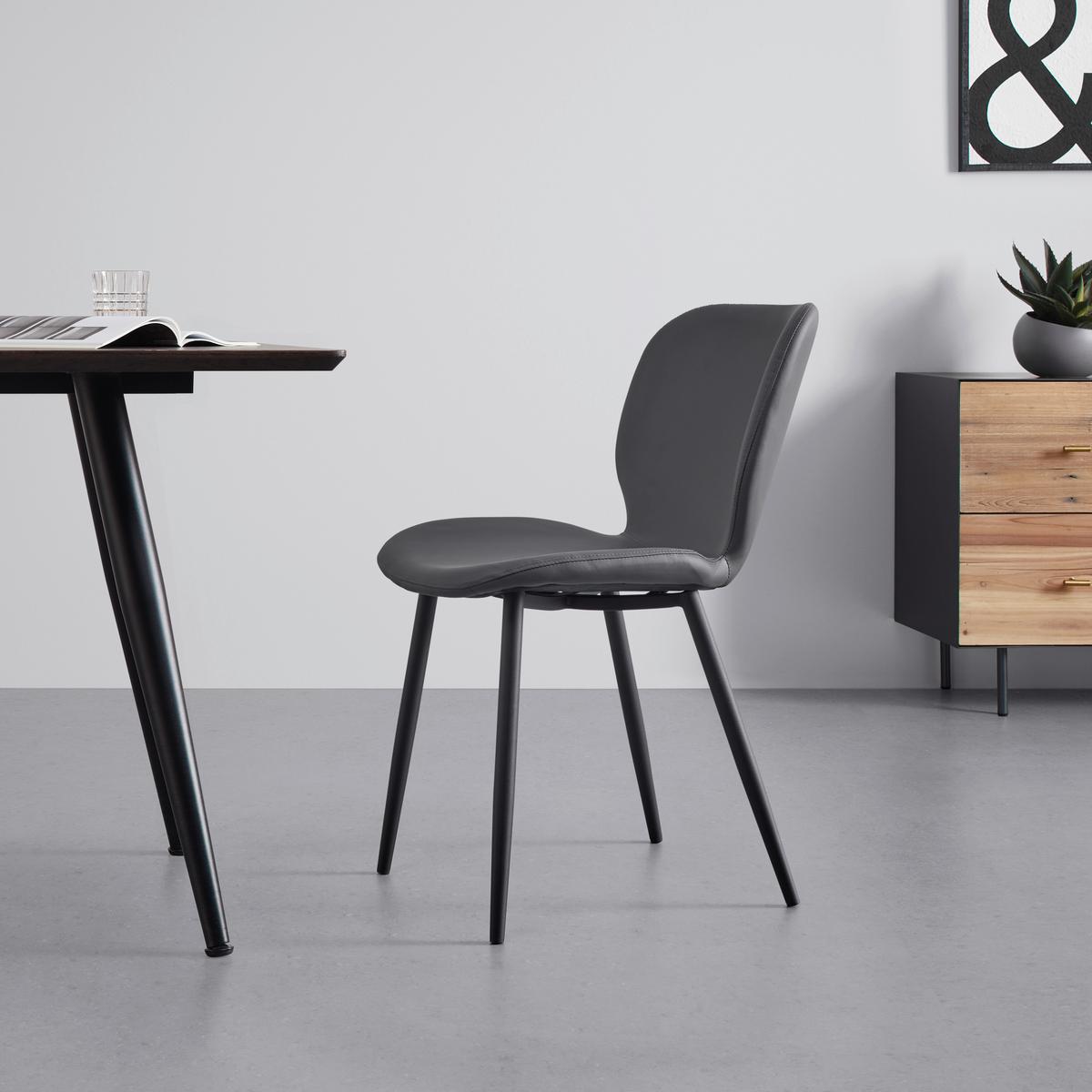 KRZESŁO IERY - czarny/szary, Modern, metal/drewno (46/83/54cm) - Bessagi Home