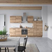 Küchenblock Structura Low m. Geräten Eiche dunkel - Eiche dunkel/Eichefarben, MODERN, Holzwerkstoff/Metall (330cm) - Nobilia