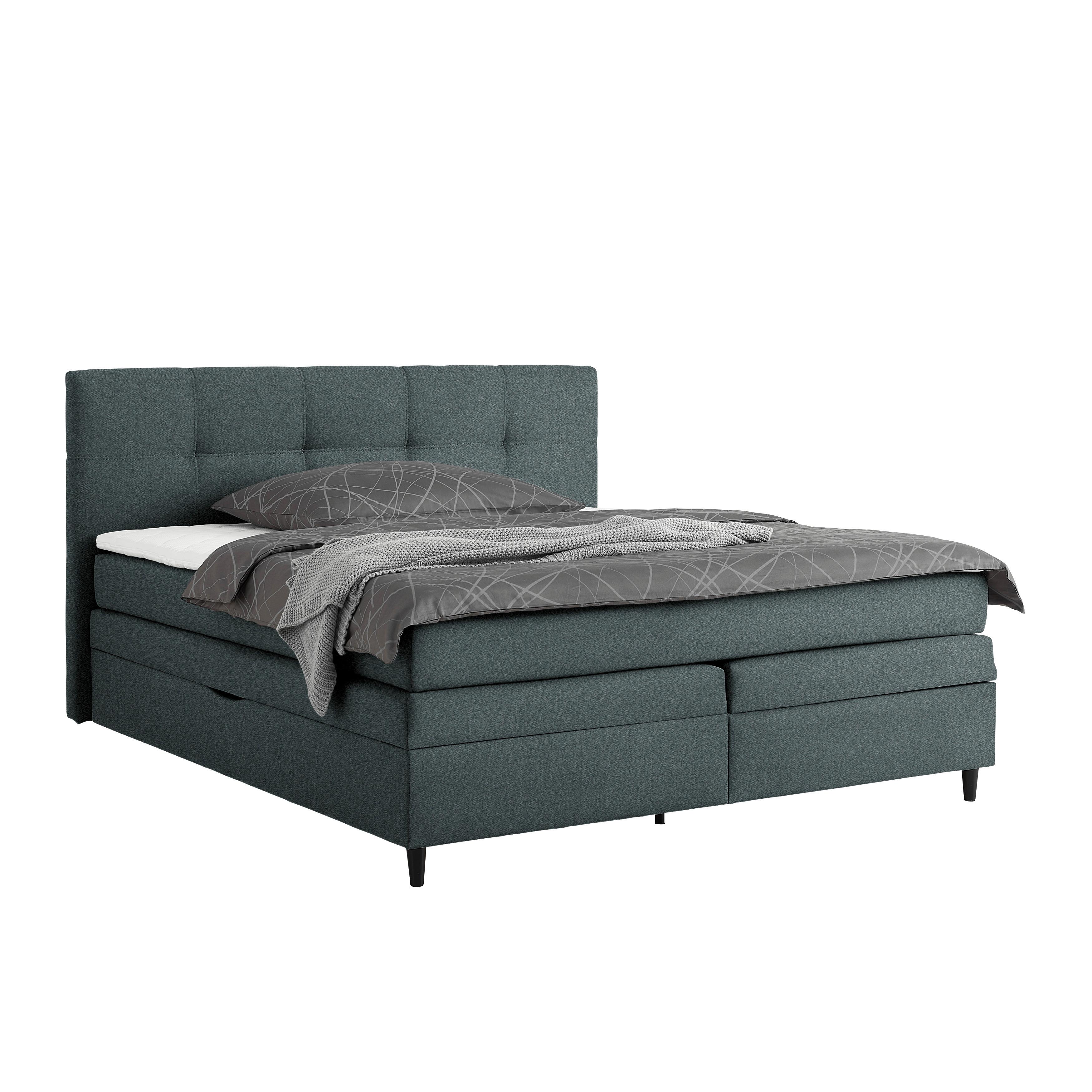 Boxspringbett Miami in Anthrazit ca. 180x200cm - Anthrazit/Schwarz, KONVENTIONELL, Holz/Holzwerkstoff (180/200cm) - Mömax