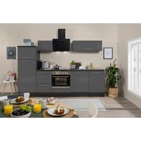 Küchenzeile mit Geräte Grau B: ca. 280 cm - Eichefarben/Alufarben, KONVENTIONELL, Holzwerkstoff/Metall (280cm) - Respekta