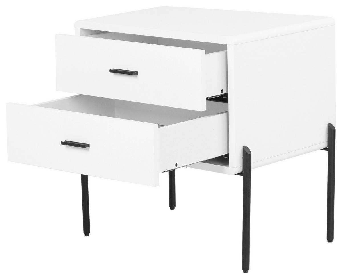Nachttisch Pelotas Weiß/Schwarz - Schwarz/Weiß, MODERN, Holzwerkstoff/Metall (50/60/40cm) - Premium Living