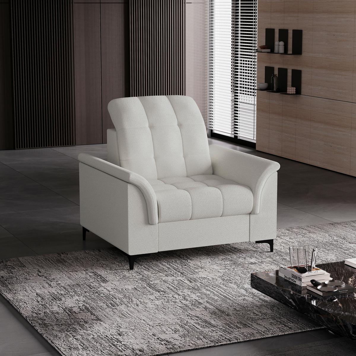 Fotelja Loa - crna/krem, Konvencionalno, tekstil/metal (105/89-103/101cm) - Modern Living