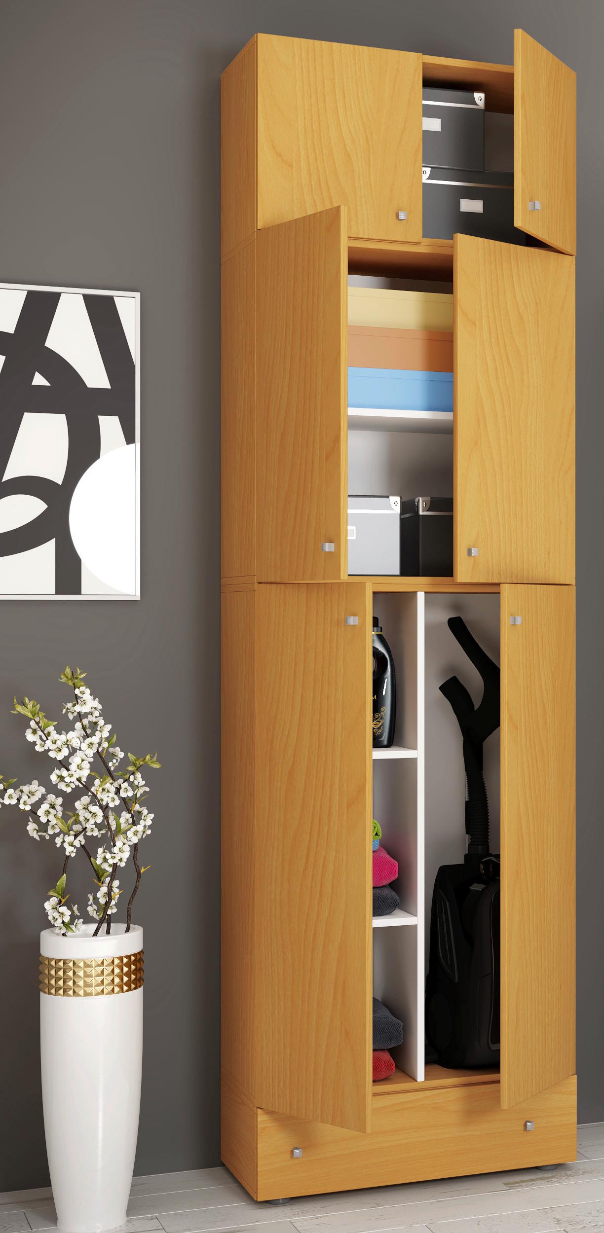 Mehrzweckschrank Lona XXL Buchefarben ca. 70x240x39 cm - Buchefarben/Schwarz, MODERN, Holzwerkstoff/Kunststoff (70/240/39cm) - MID.YOU