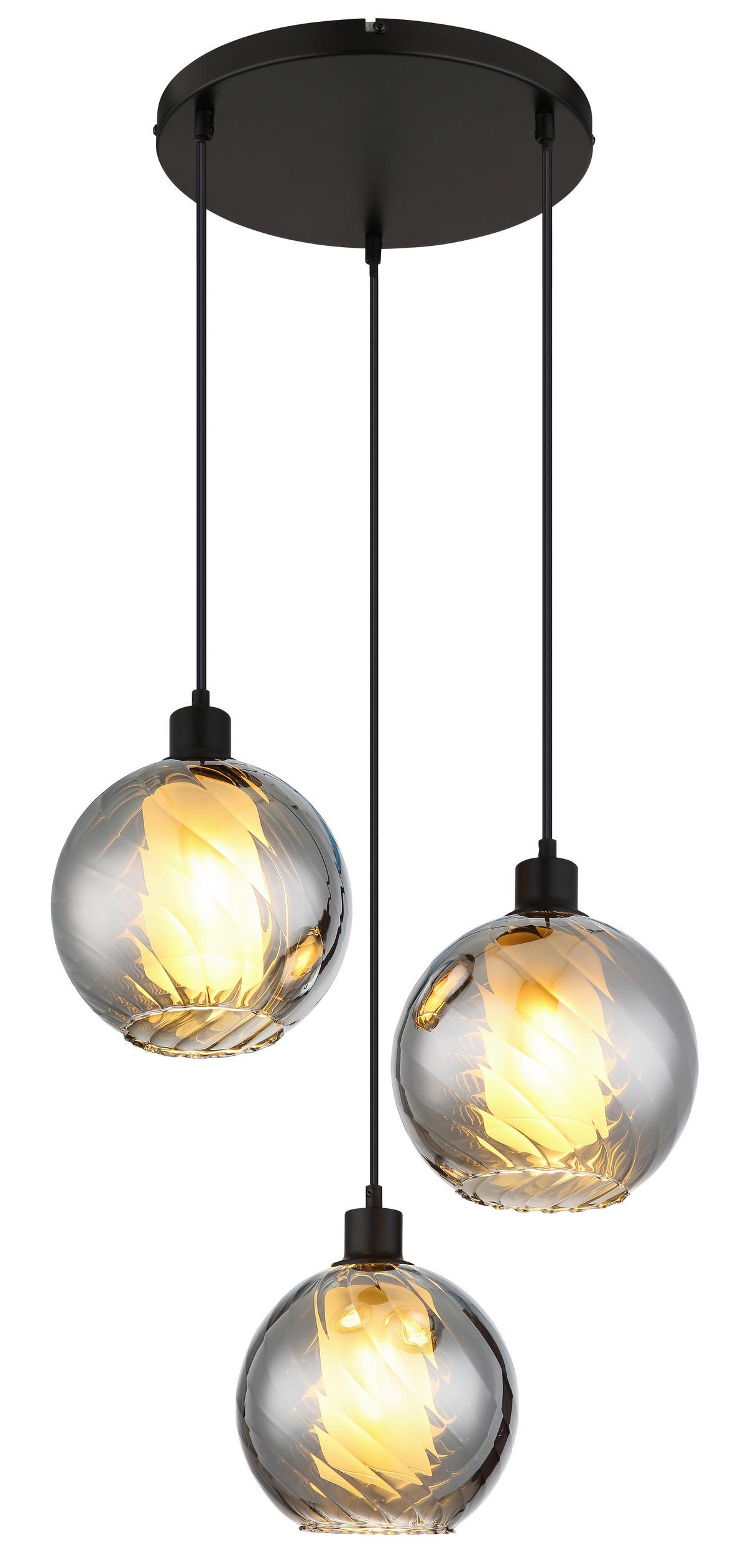 HÄNGELEUCHTE 30280308 ULF - Weiss/Schwarz, Design, Glas/Kunststoff (46/120cm) - Globo