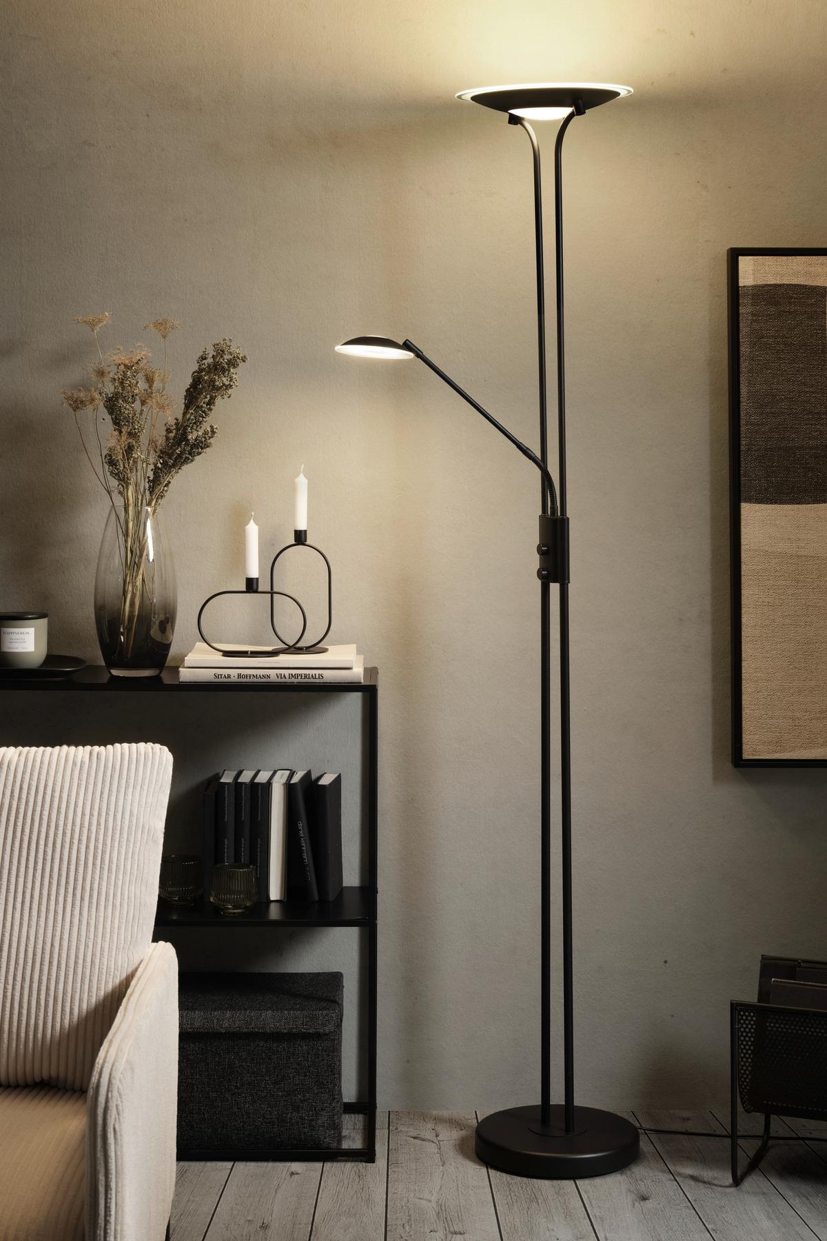 Lampadar cu LED JIRT - negru, Modern, plastic/sticlă (30/180cm) - Modern Living