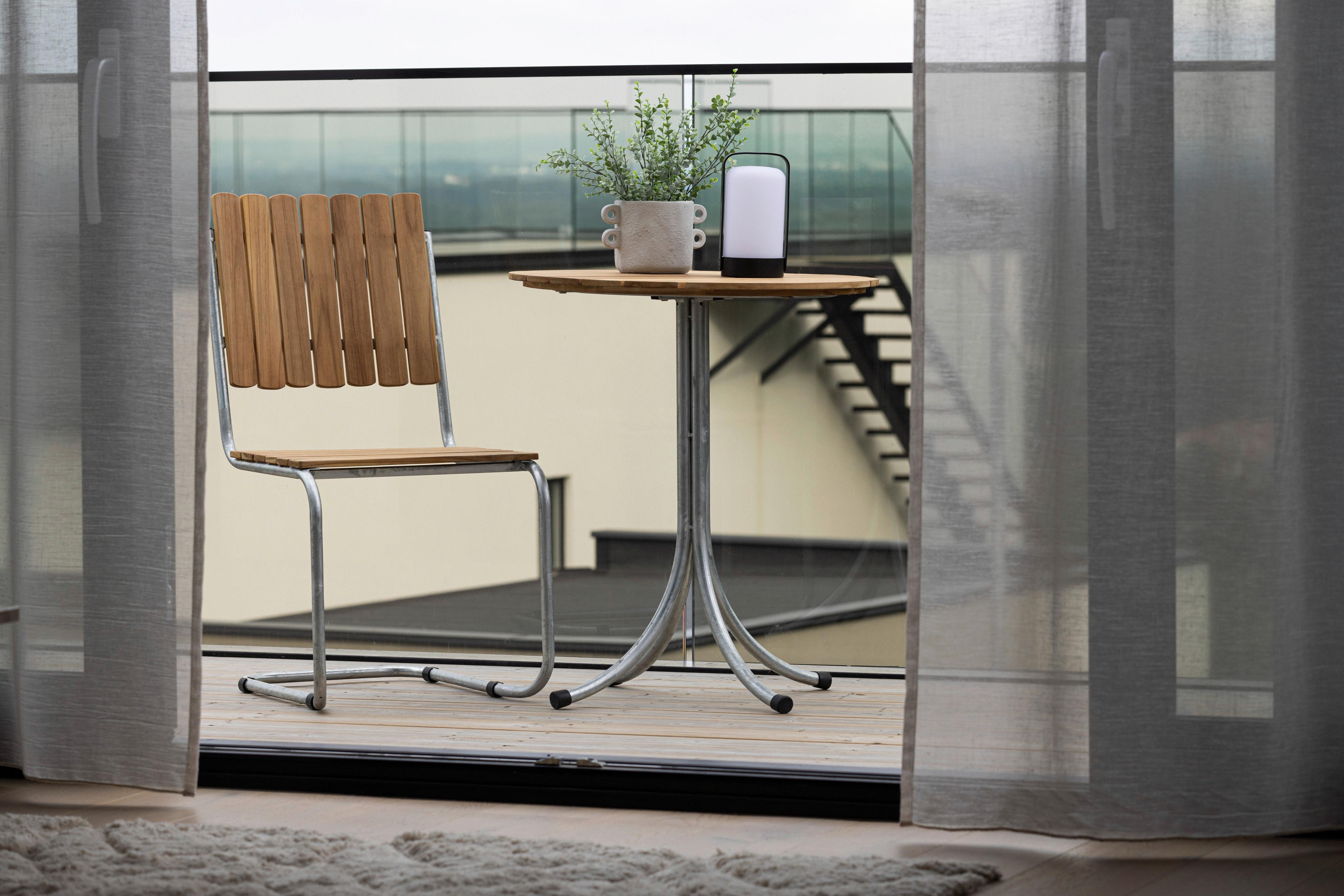 Gartentisch Holmsund ca. 65x65x75cm Teakholz/Silber - Silberfarben/Teakfarben, KONVENTIONELL, Holz/Metall (65/65/75cm) - Gardenson