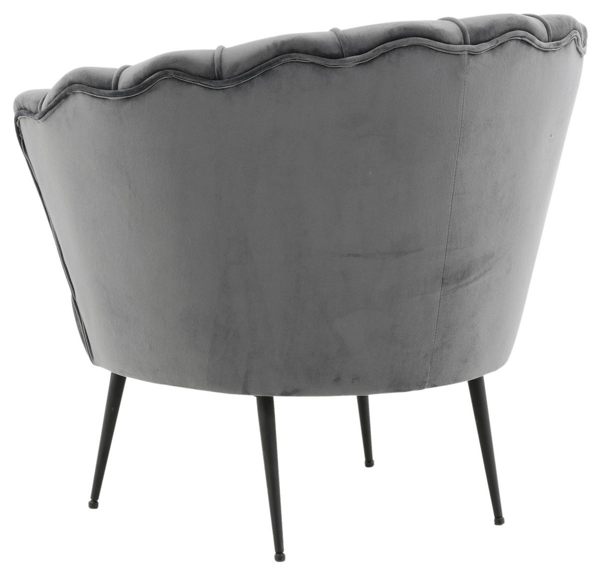 Sessel Calais ca. 83x76 cm Dunkelgrau Samt - Dunkelgrau/Schwarz, Design, Textil/Metall (83/76/77cm) - Livetastic