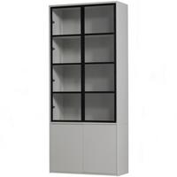 Vitrine Basic Grau - Schwarz/Grau, Design, Glas/Holz (101/230/40cm) - Livetastic