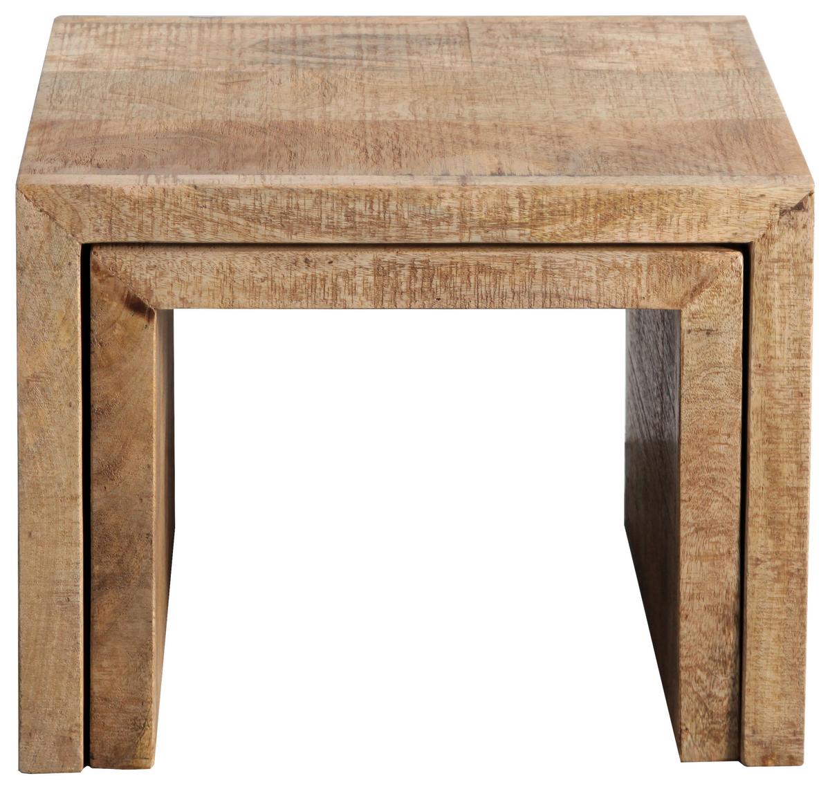 Beistelltisch in Naturfarben - Schwarz/Naturfarben, Natur, Holz (55-45/45-40/35cm) - Mömax
