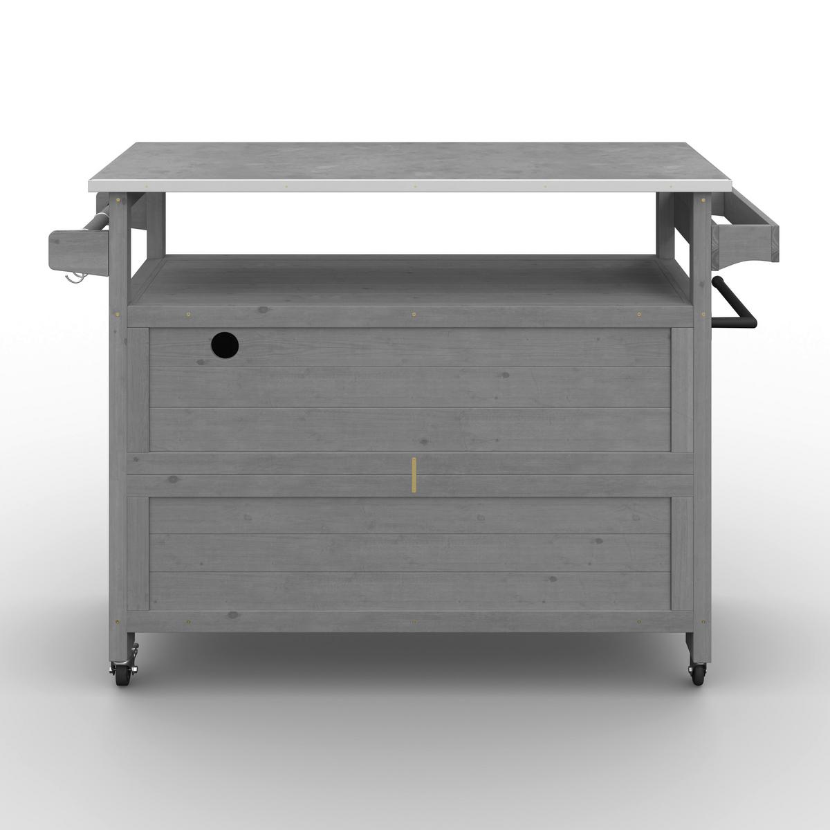 Gartenschrank Jada Grau aus Echtholz - Grau, MODERN, Holz/Metall (128/47/92cm) - Bessagi Garden