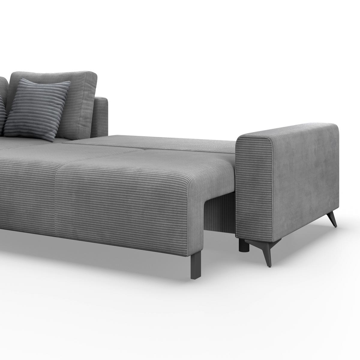 Kutna Garnitura Viktor - siva/crna, Moderno, tekstil/metal (212/270cm)