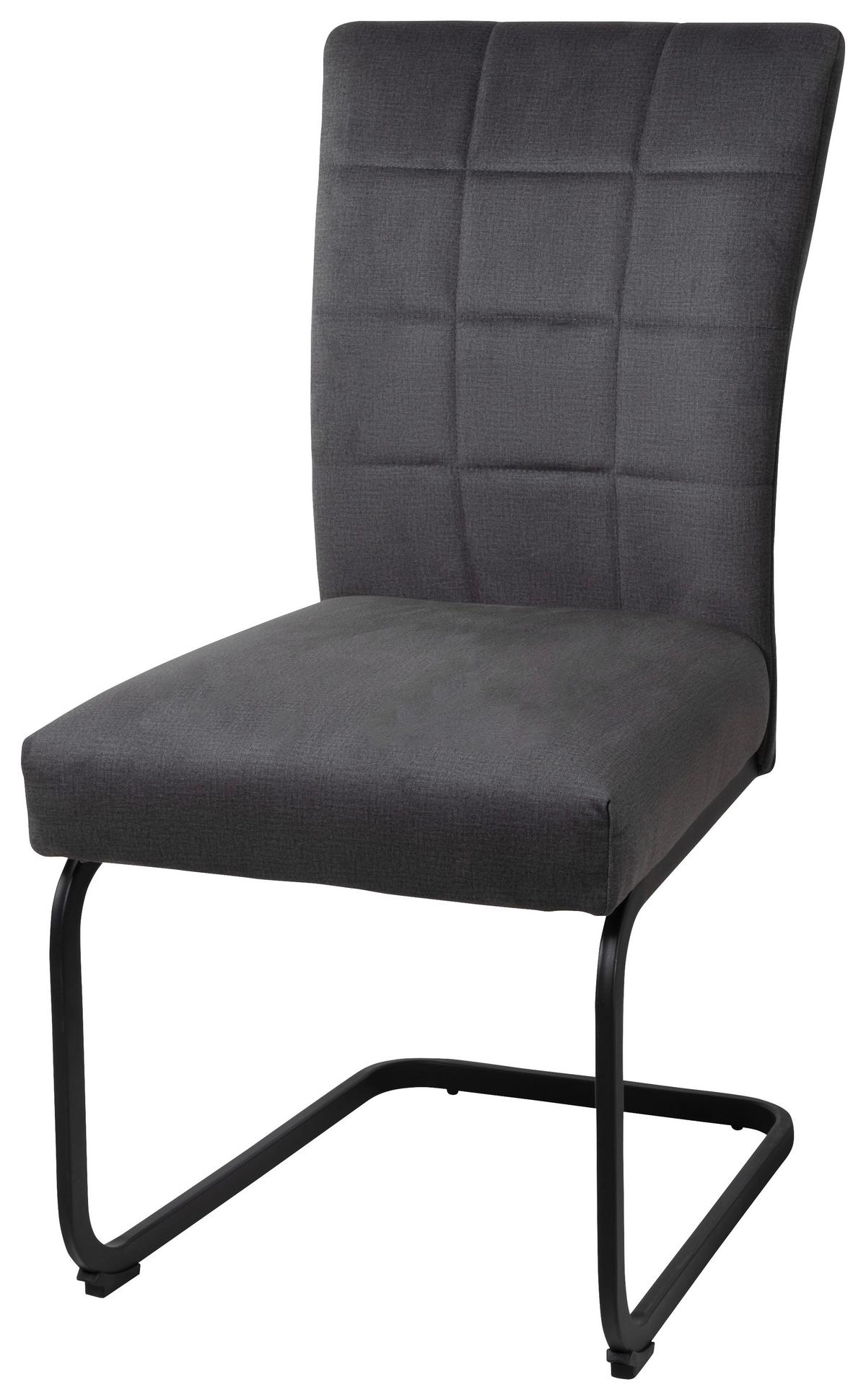 KRZESŁO NA PŁOZIE ERVA - czarny/szary, Basics, metal/tkanina (49/94/63cm) - Mömax