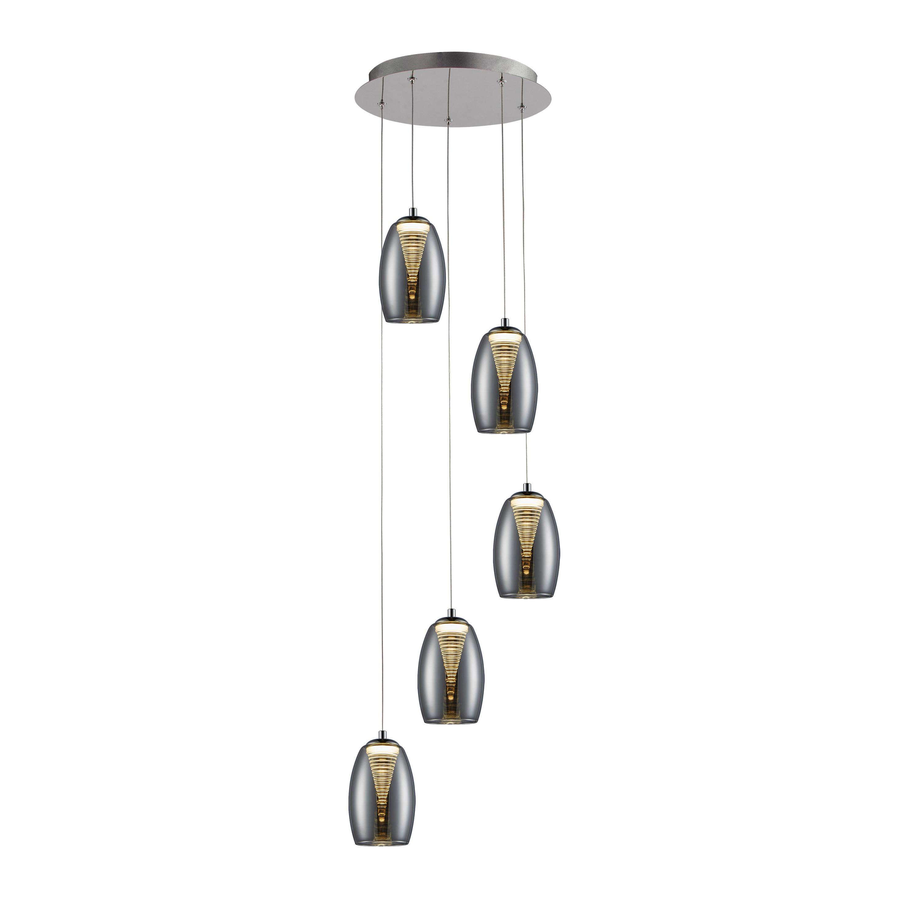 LED-Hängeleuchte Metropolis in Chromfarben max. 5 Watt - Chromfarben, Design, Glas/Metall (33/180cm) - Brilliant