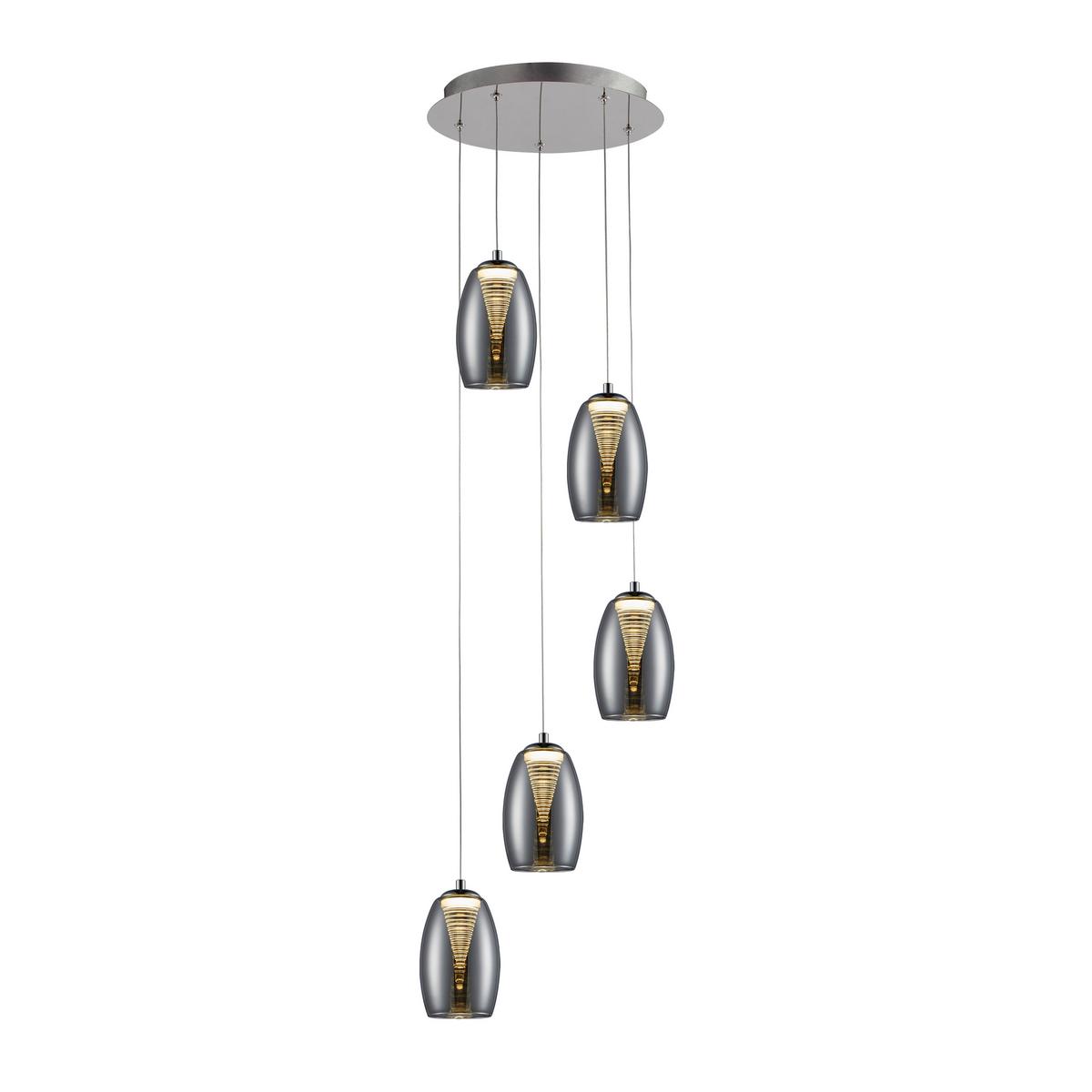 LED-Hängeleuchte Metropolis in Chromfarben max. 5 Watt - Chromfarben, Design, Glas/Metall (33/180cm) - Brilliant