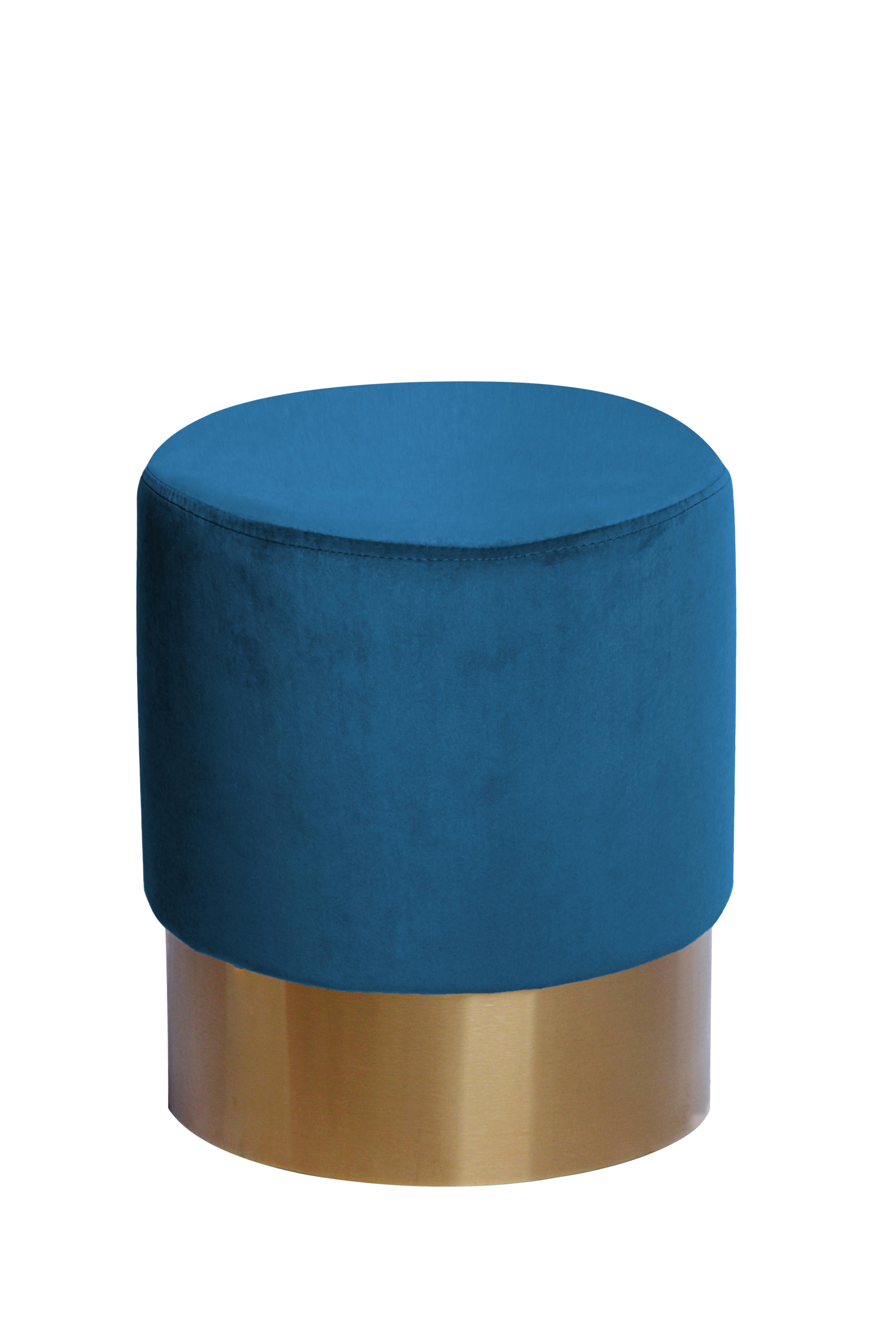 Hocker Nano - Blau/Goldfarben, Basics, Holz/Holzwerkstoff (35/42cm) - Kayoom