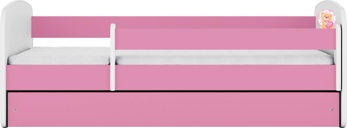 Otroška Postelja Babydreams, Bela, Roza, 80x160cm - pink/bela, Moderno, tekstil/leseni material (80/160cm) - MID.YOU