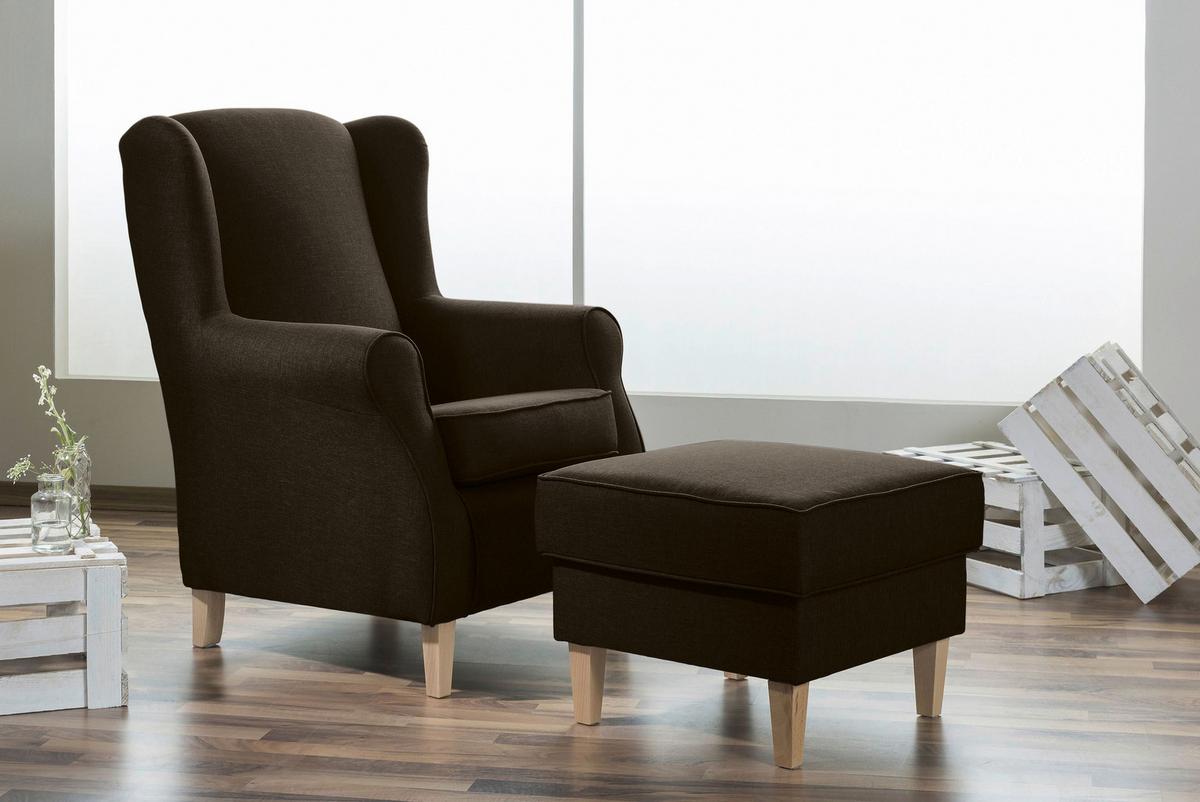 Ohrensessel Lorris Braun Flachgewebe - Buchefarben/Braun, Design, Holz/Textil (77/103/86cm) - Max Winzer