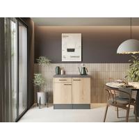 Buffet Oliver Grau/Eiche - Schwarz/Eiche Artisan, Trend, Holzwerkstoff/Metall (100/90/60cm) - Respekta