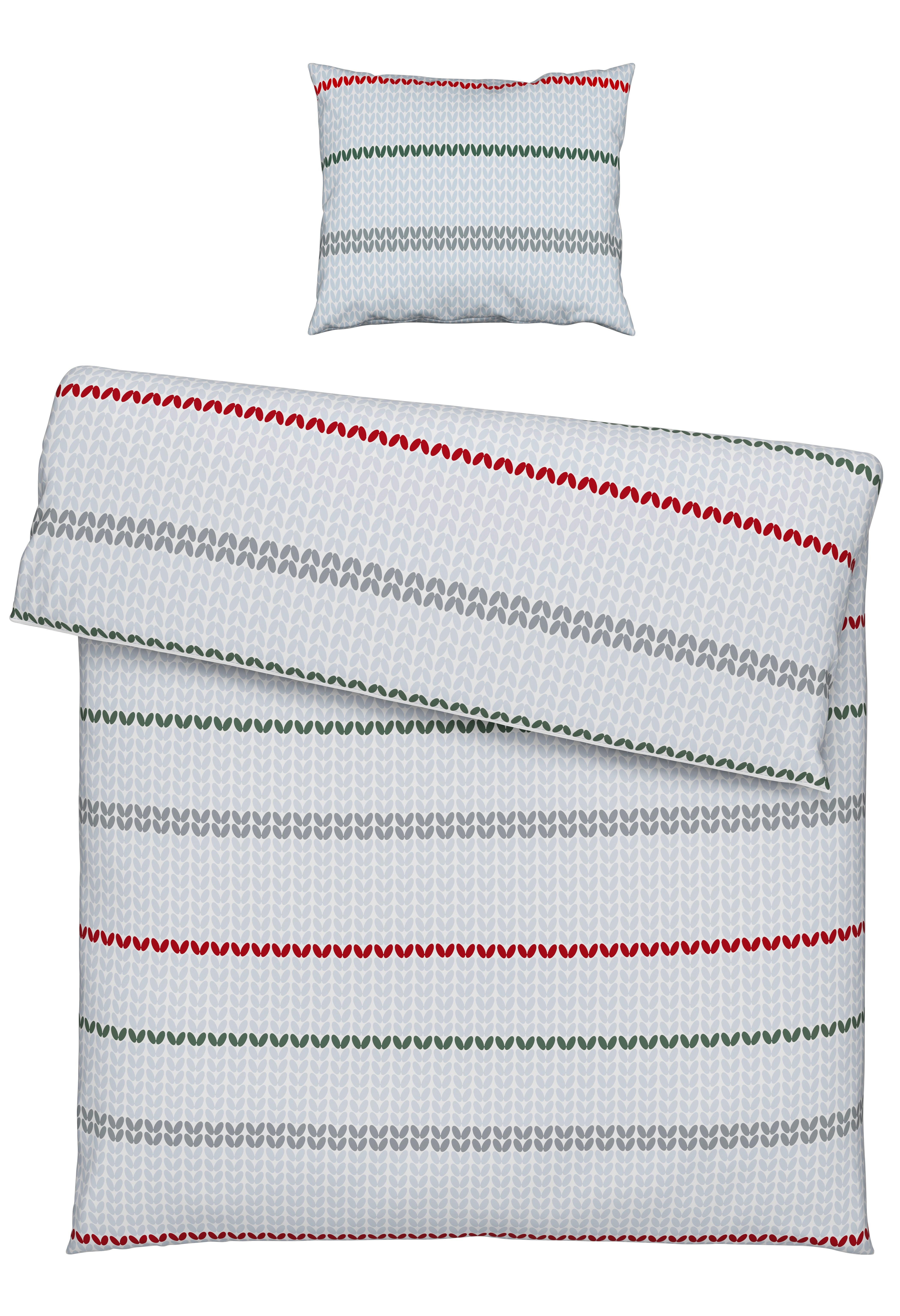 Bettwäsche Strick ca. 160x210cm - Weiss/Rot, Modern, Textil (160/210cm) - Modern Living