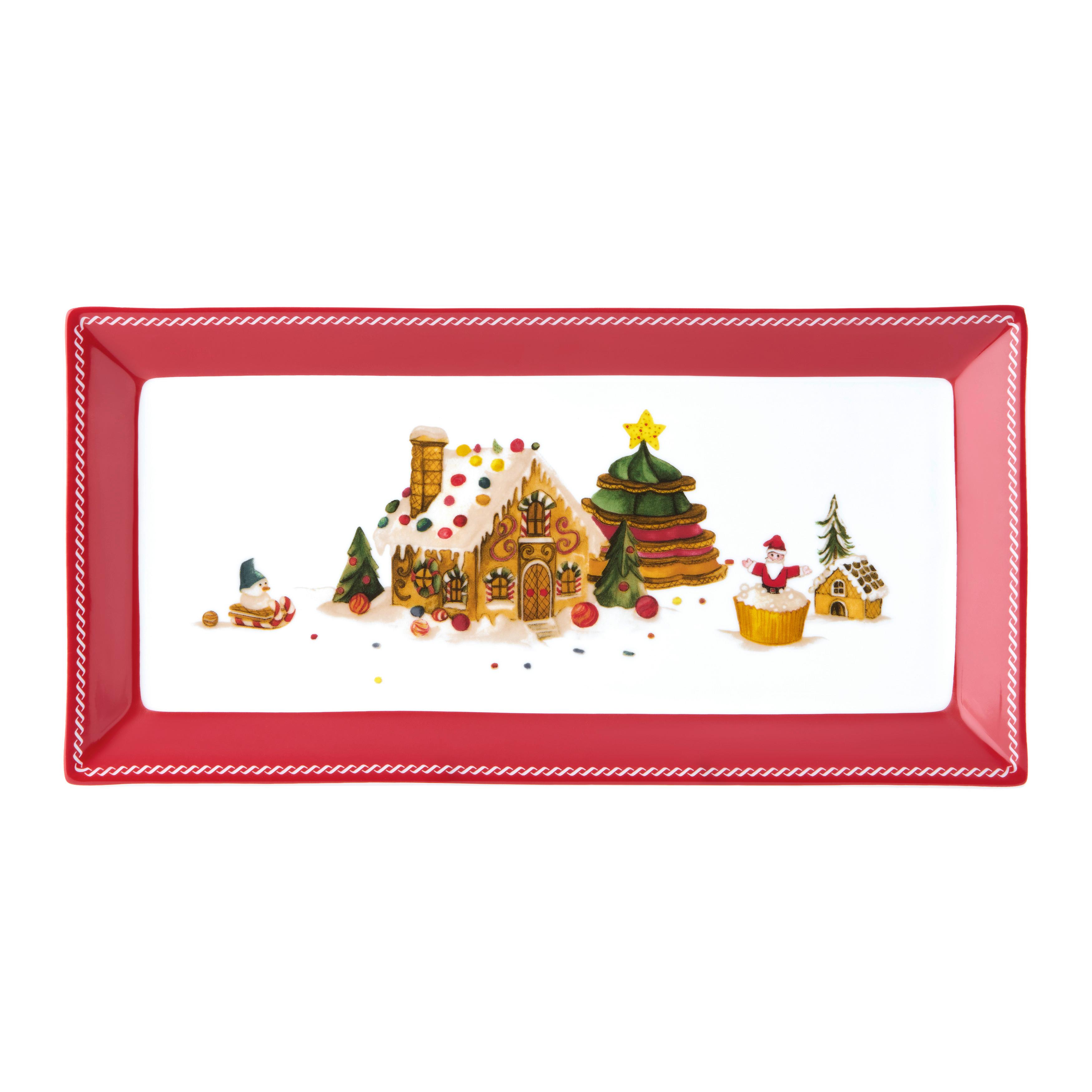 Servierplatte XMAS-Ginger Rot/Weiß ca. 36x18,5cm - Rot/Weiß, KONVENTIONELL, Keramik (36/18,5/2,7cm) - Mömax